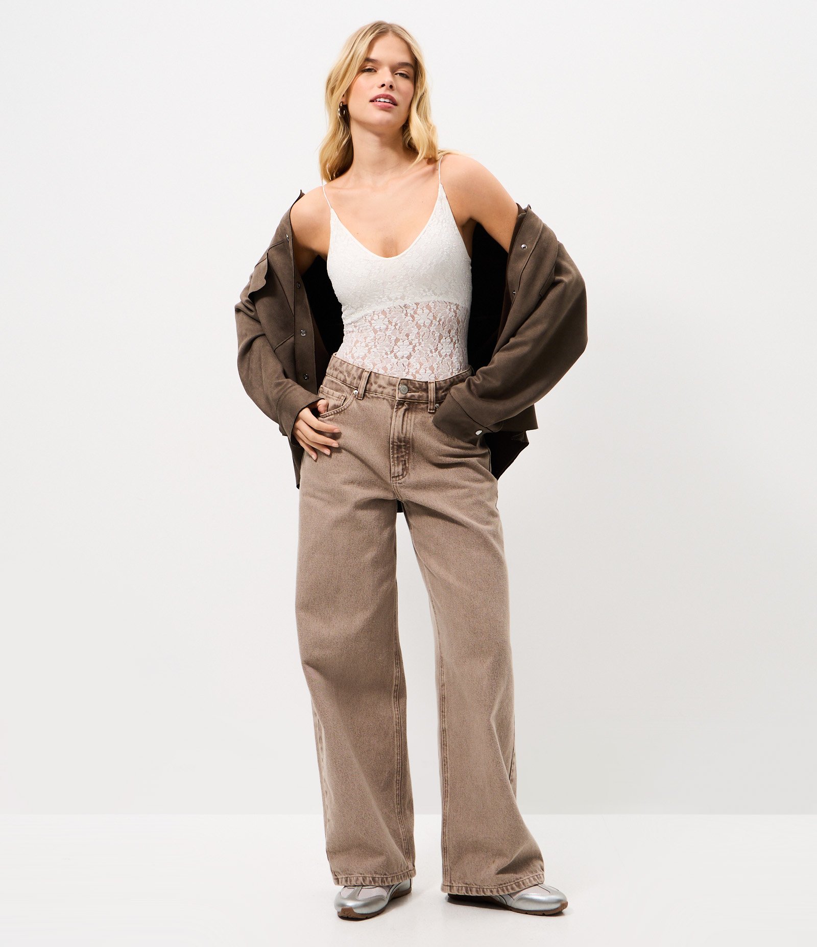 Body de Alcinha em Renda Texturizada Branco 2