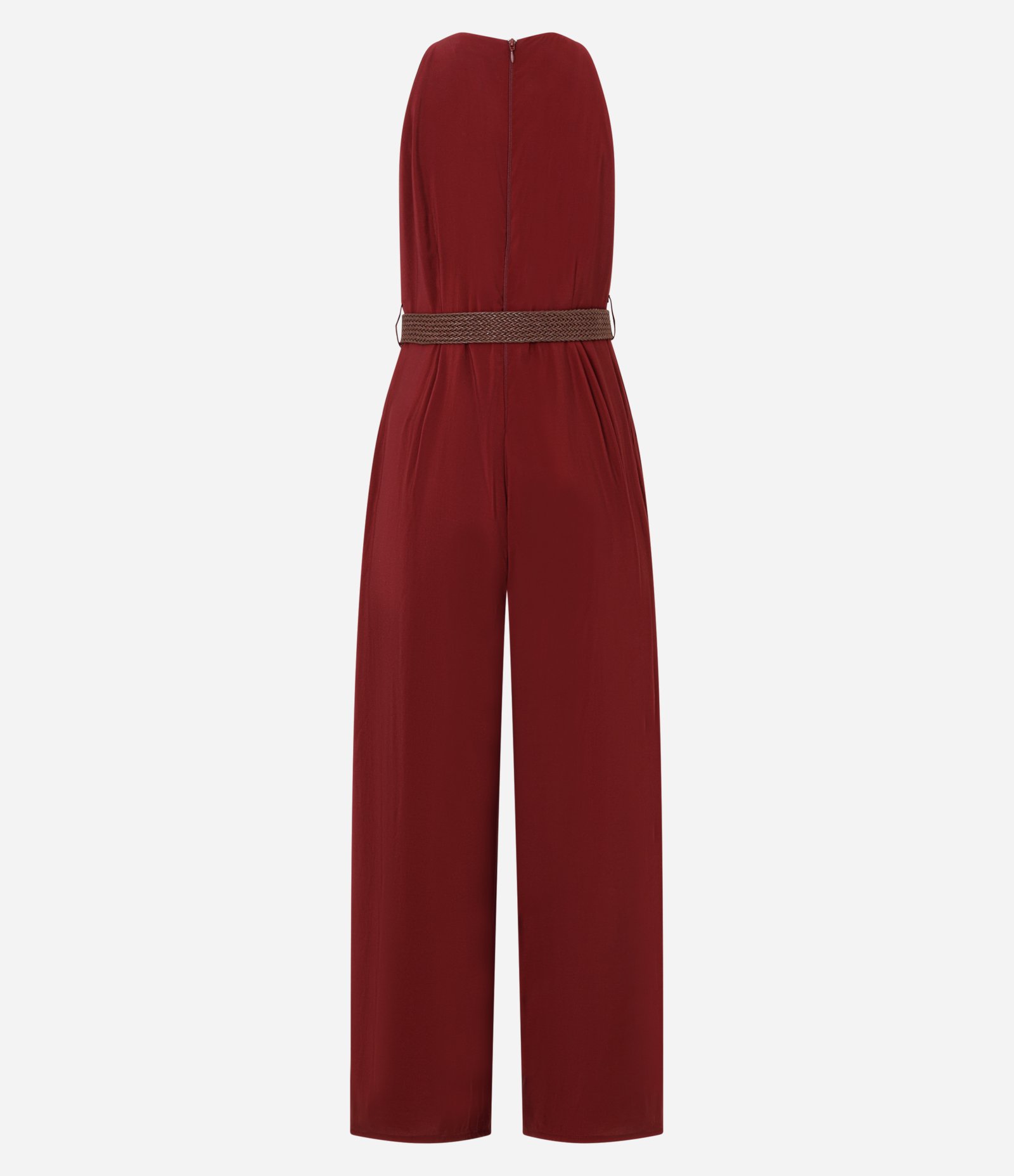 Macacão Halter Neck com Cinto de Ráfia Vinho 6