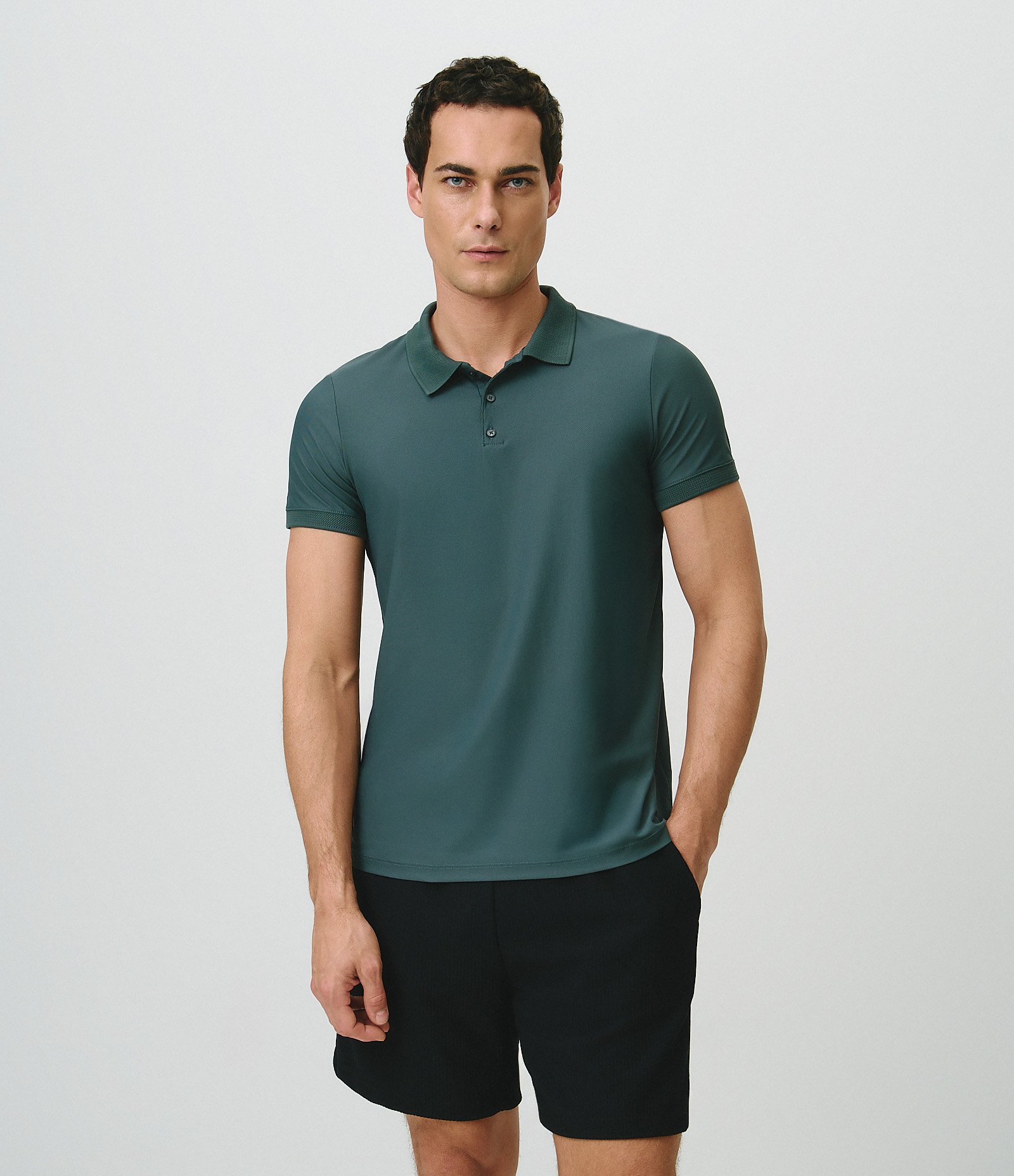 Polo Performance Texturizada com Botões Cinza 1