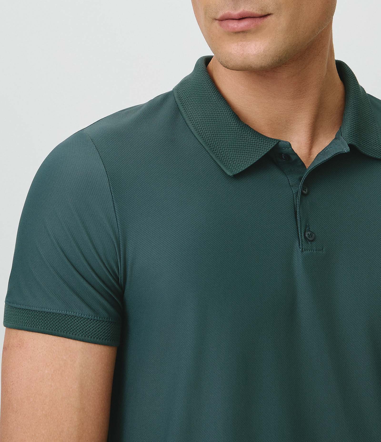 Polo Performance Texturizada com Botões Cinza 2