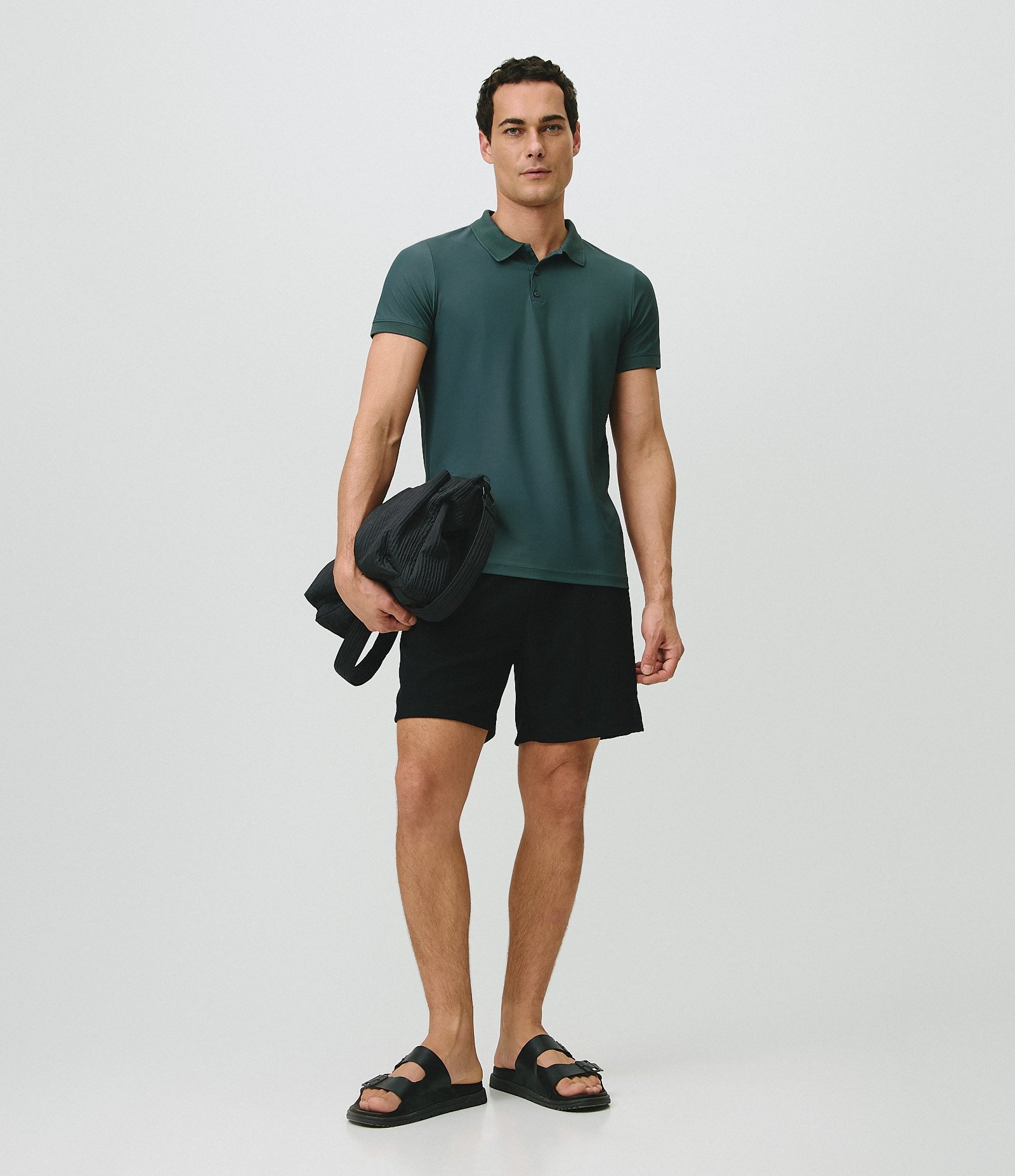 Polo Performance Texturizada com Botões Cinza 3