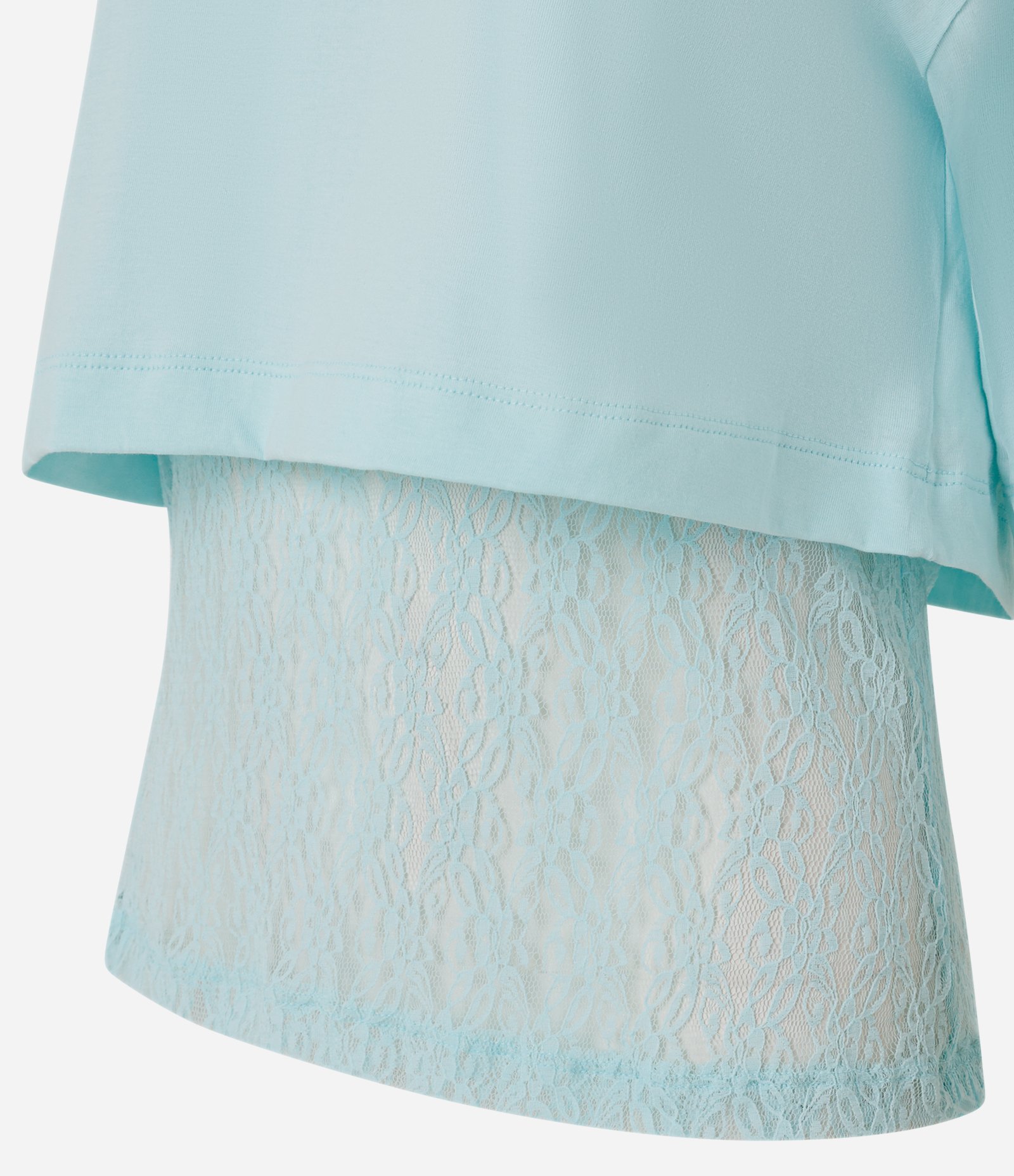 Blusa em Algodão com Sobreposição e Barra Rendada Azul 6