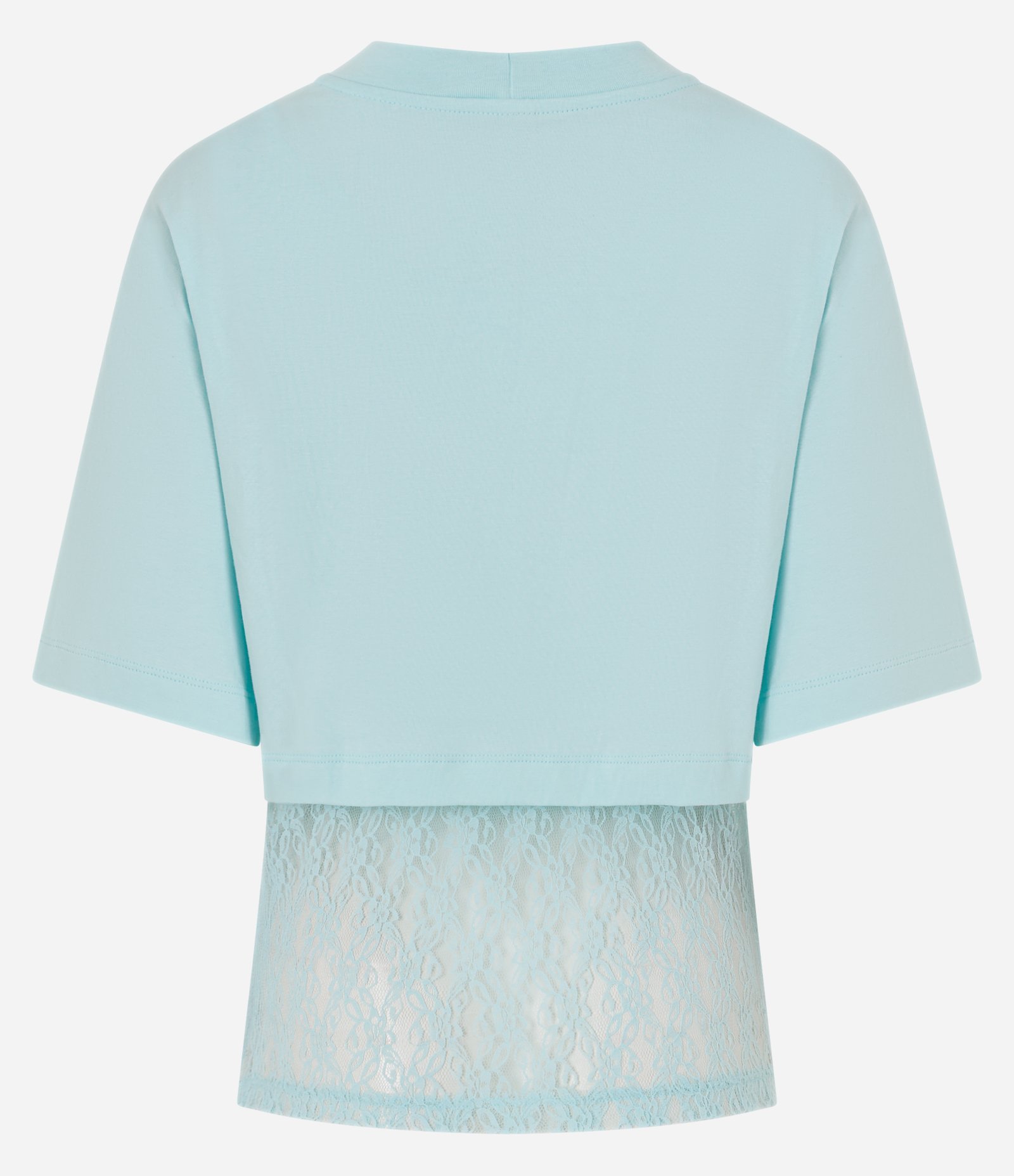 Blusa em Algodão com Sobreposição e Barra Rendada Azul 7