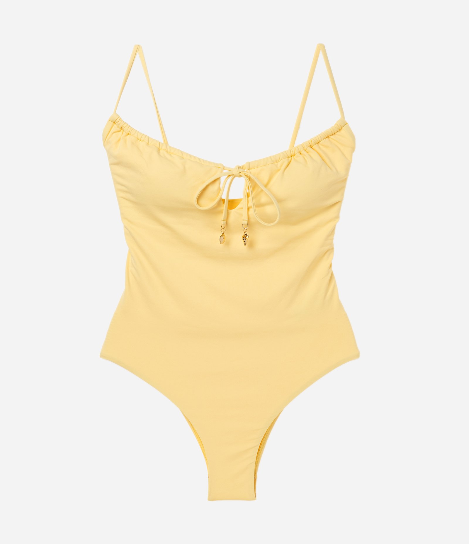 Maiô em Microfibra com Franzido Texturizada Amarelo 5
