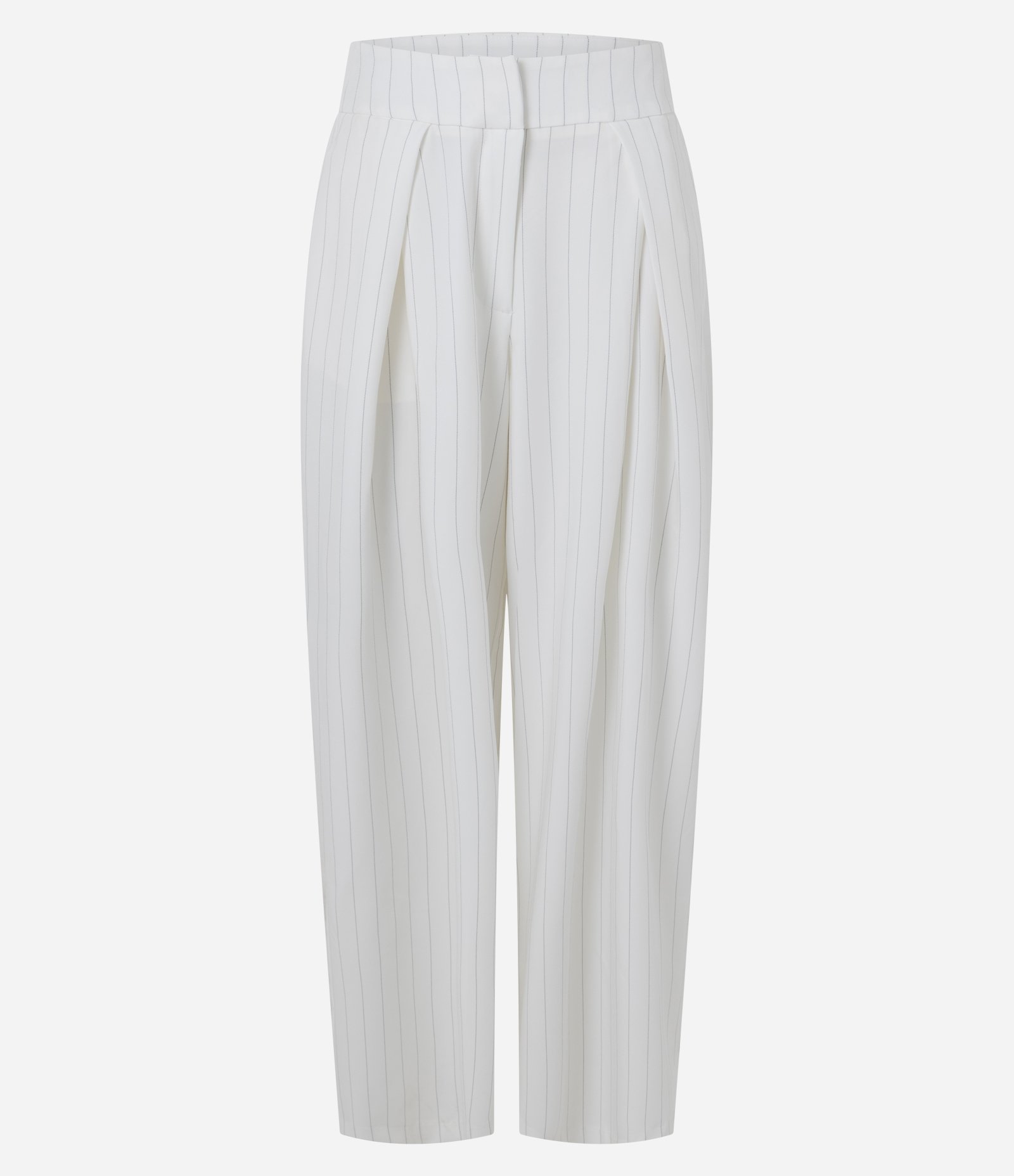 Calça Alfaiataria Risca de Giz com Pregas Frontais Branco 1
