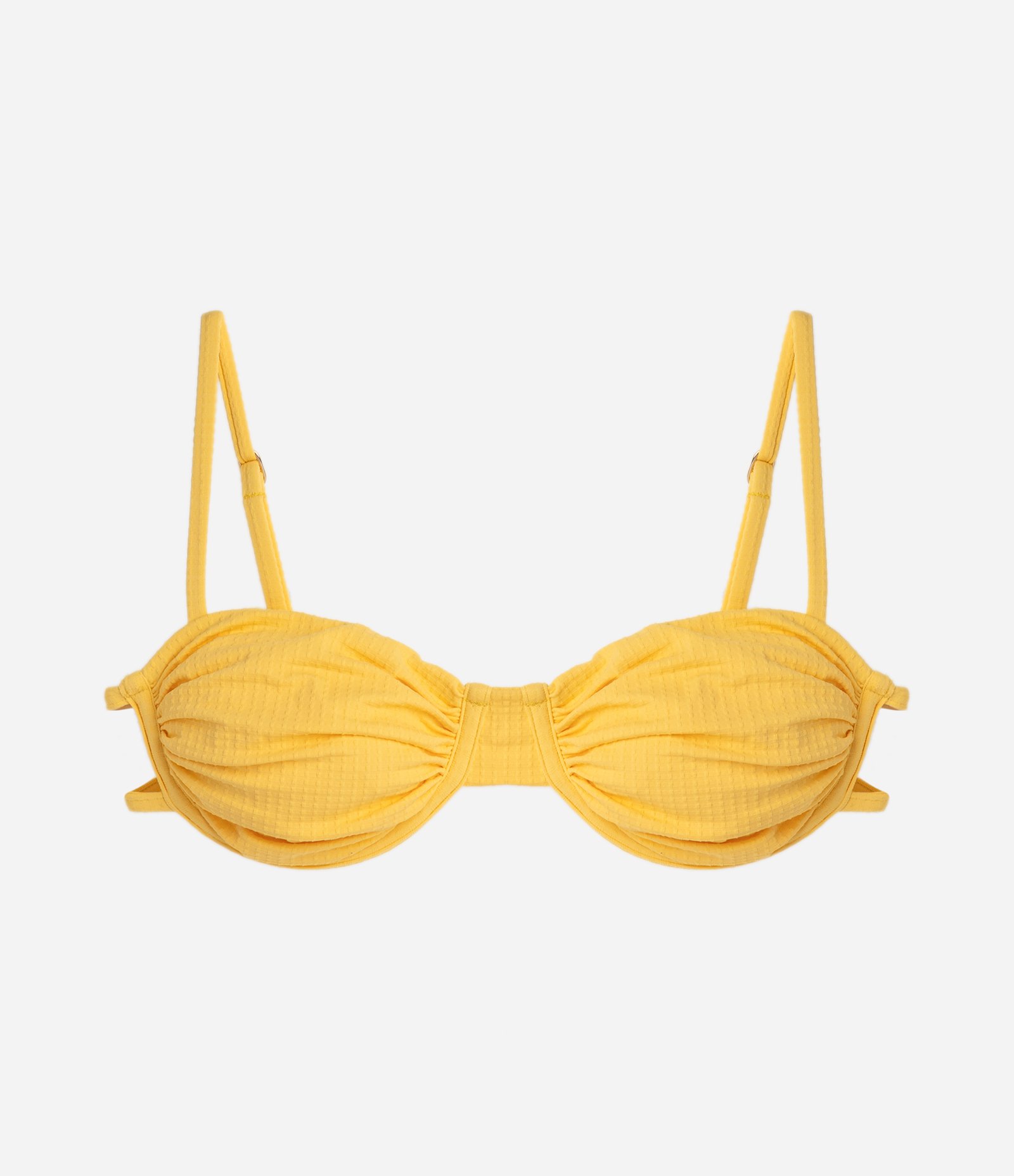 Biquíni Top Meia Taça em Microfibra Texturizada com Amarração Amarelo 5