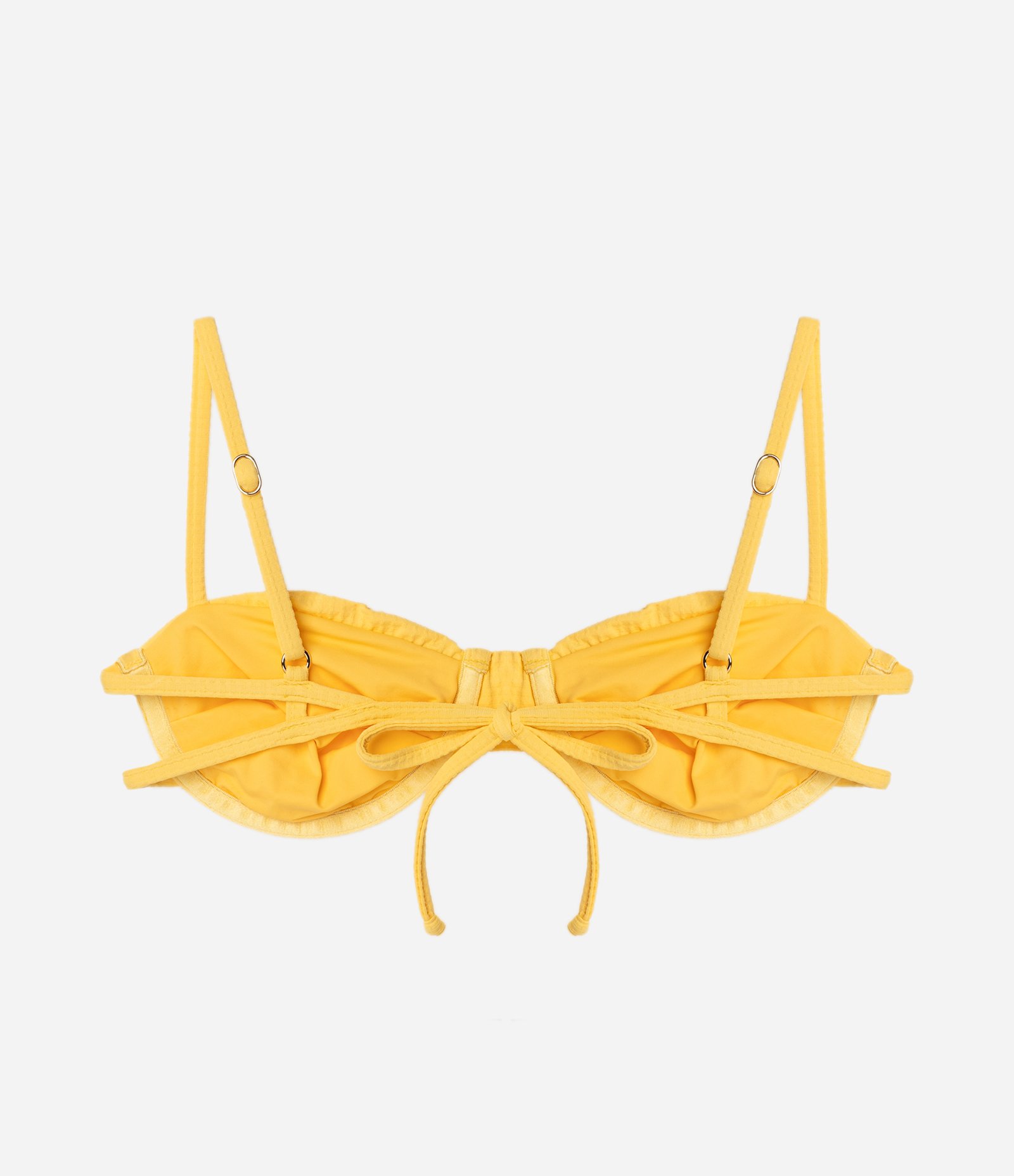 Biquíni Top Meia Taça em Microfibra Texturizada com Amarração Amarelo 6
