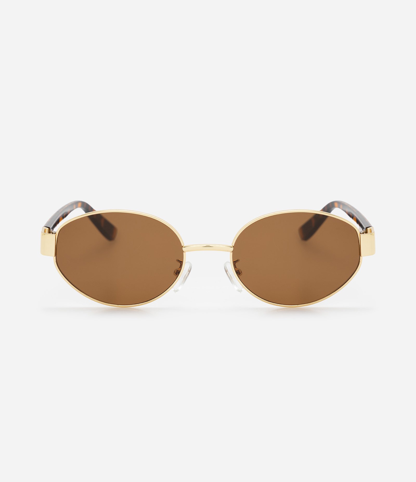 Óculos de Sol Redondo com Hastes Estampada Dourado 2