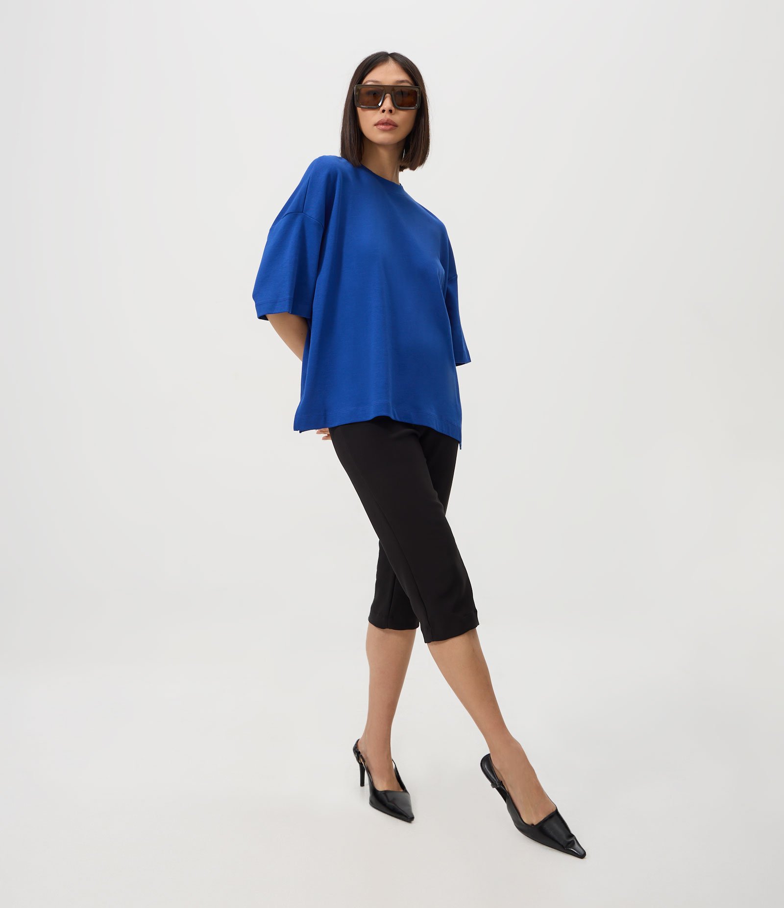 Camiseta Oversized em Algodão Azul 2