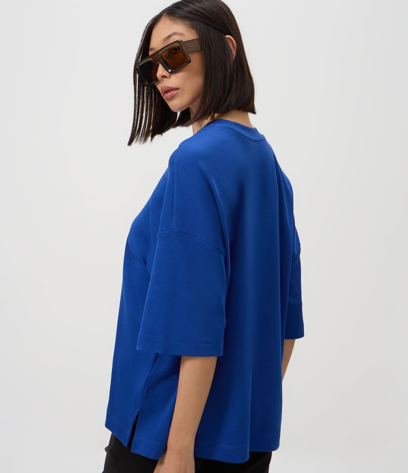 Camiseta Oversized em Algodão Azul 4