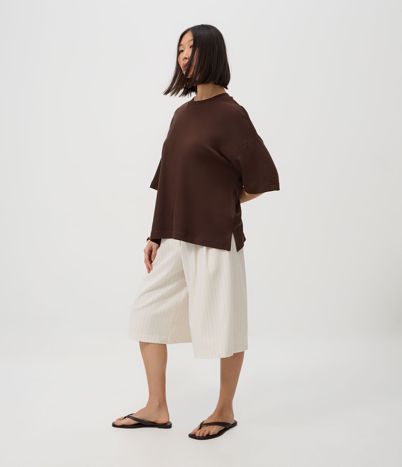 Camiseta Oversized em Algodão Marrom 2