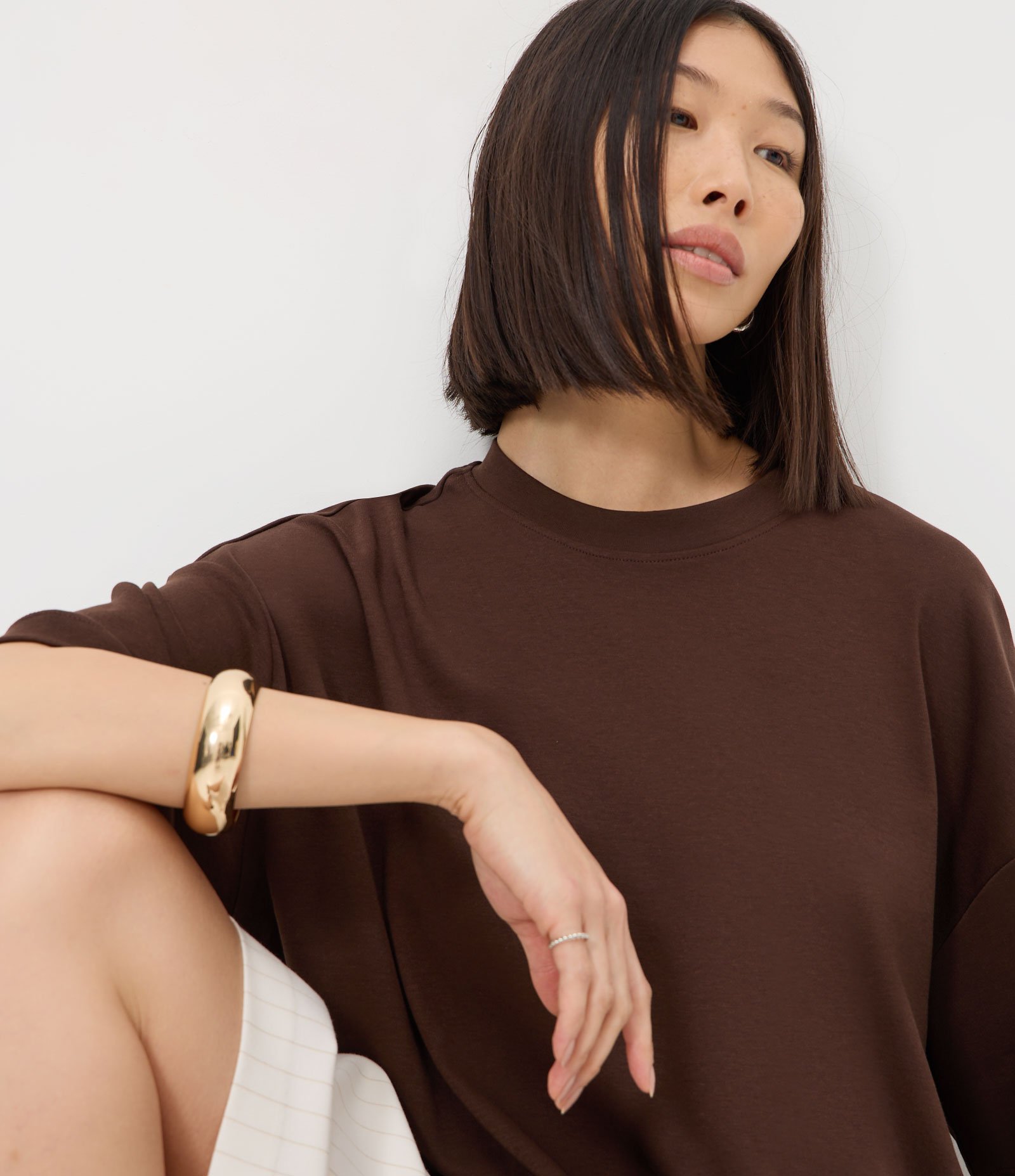 Camiseta Oversized em Algodão Marrom 3