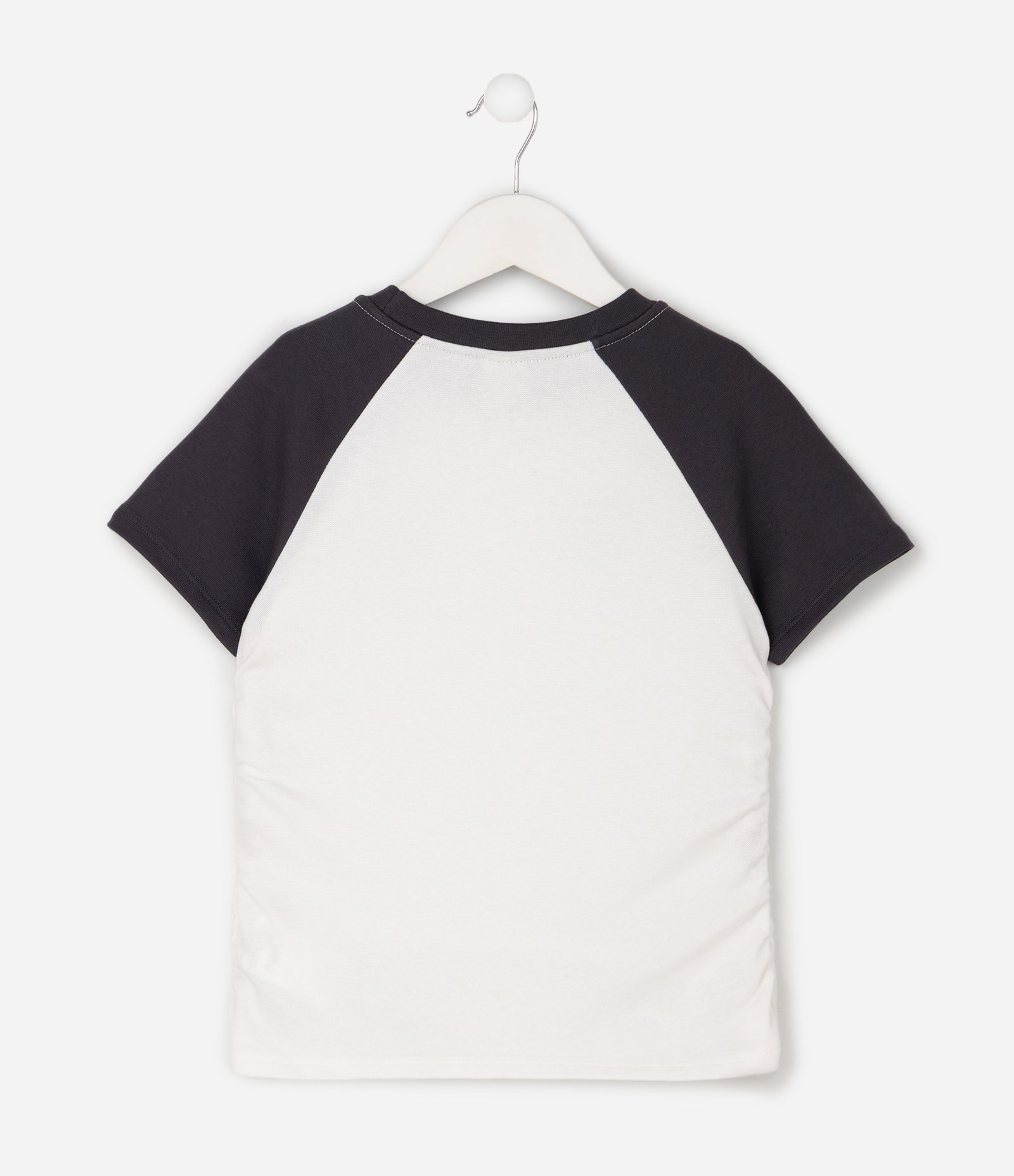 Camiseta Baby Look em Algodão com Manga Raglan - Tam 5 a 16 Anos Branco 2