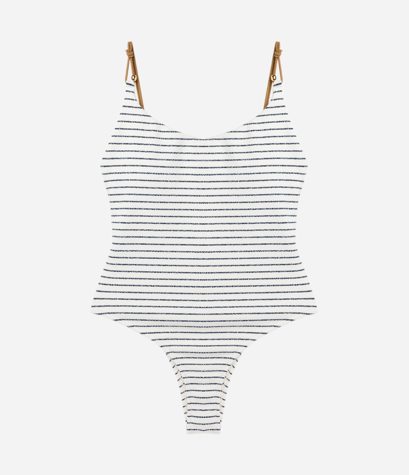 Maiô em Microfibra Texturizada com Estampa Listrada Azul/Branco 4