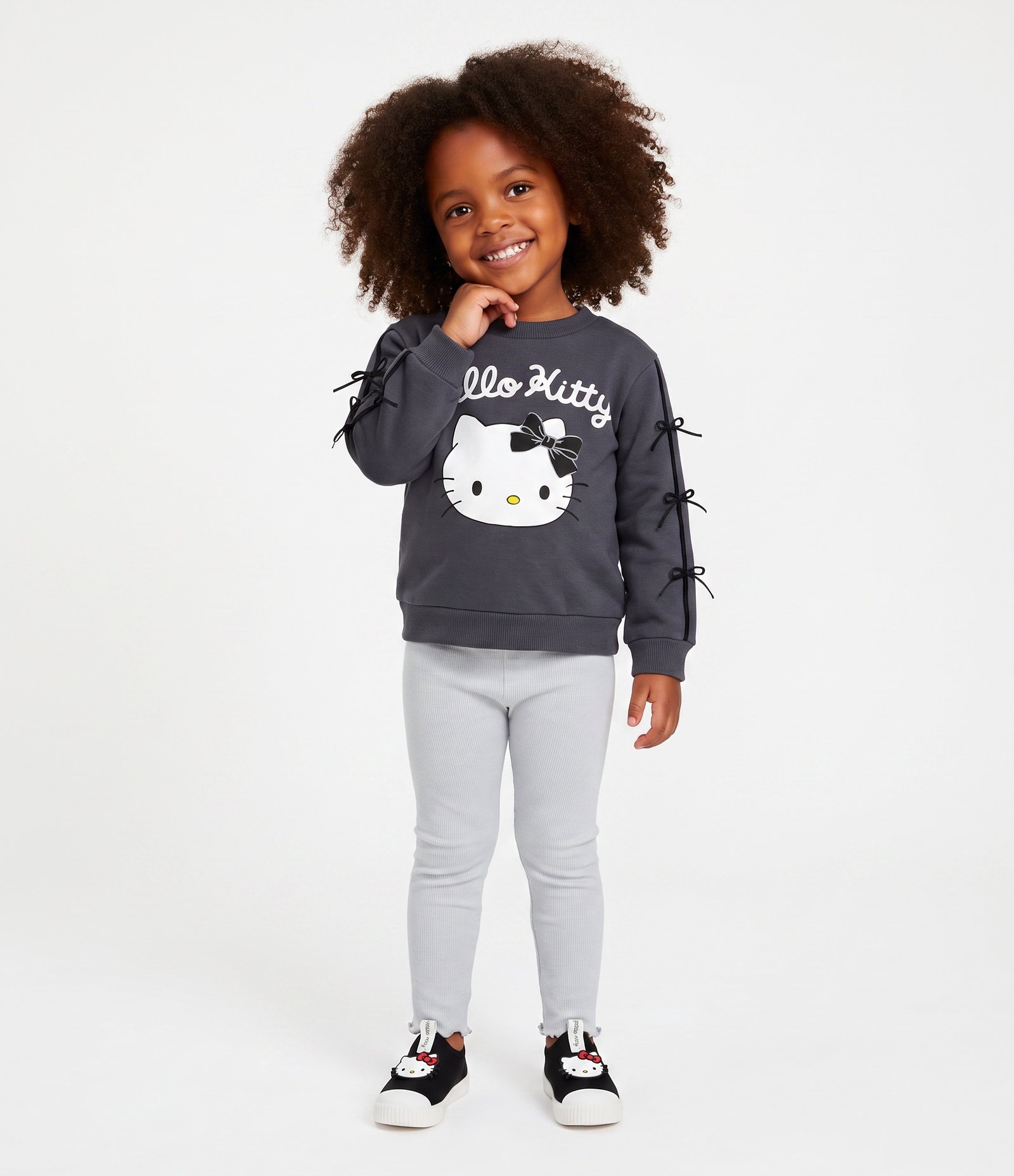 Moletom Comfort Hello Kitty com Laços - Tam 1 a 6 Anos Cinza 1