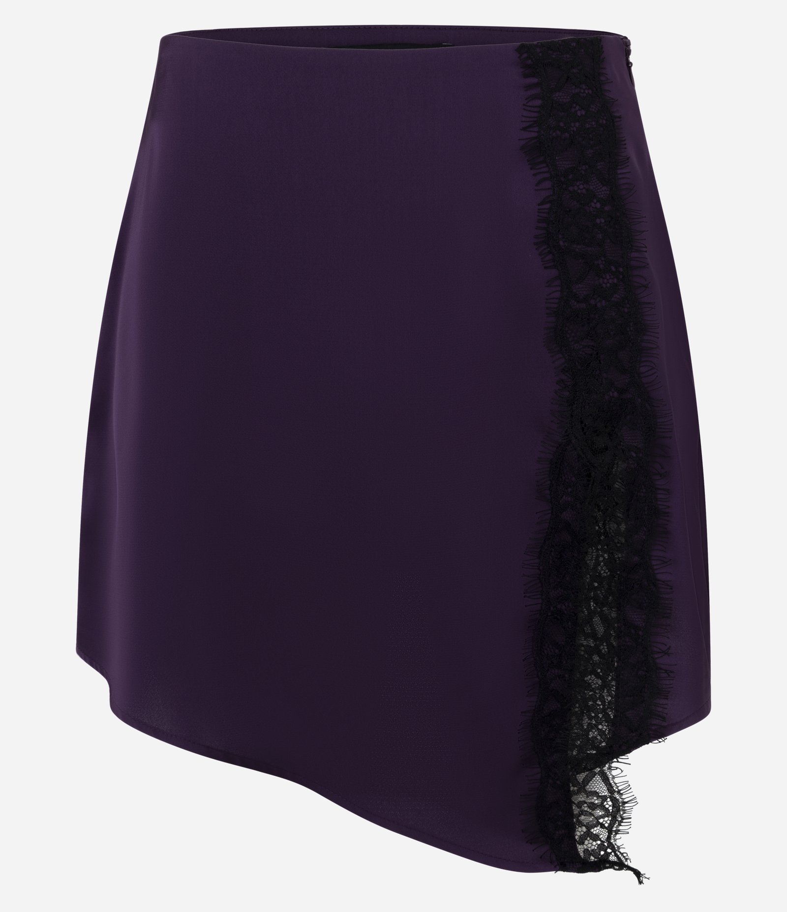 Saia Curta em Cetim com Fenda com Detalhe em Renda Roxo 5