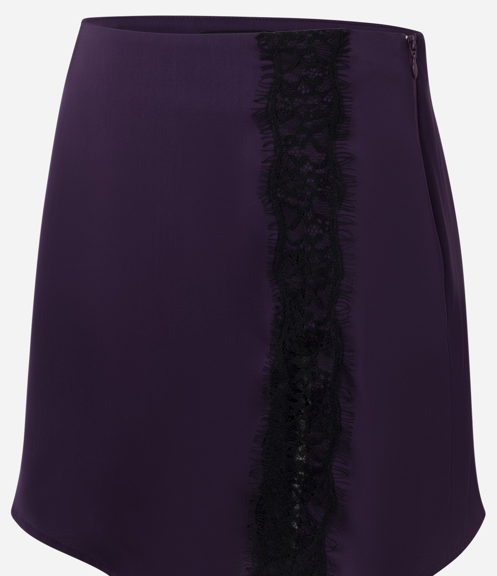 Saia Curta em Cetim com Fenda com Detalhe em Renda Roxo 6