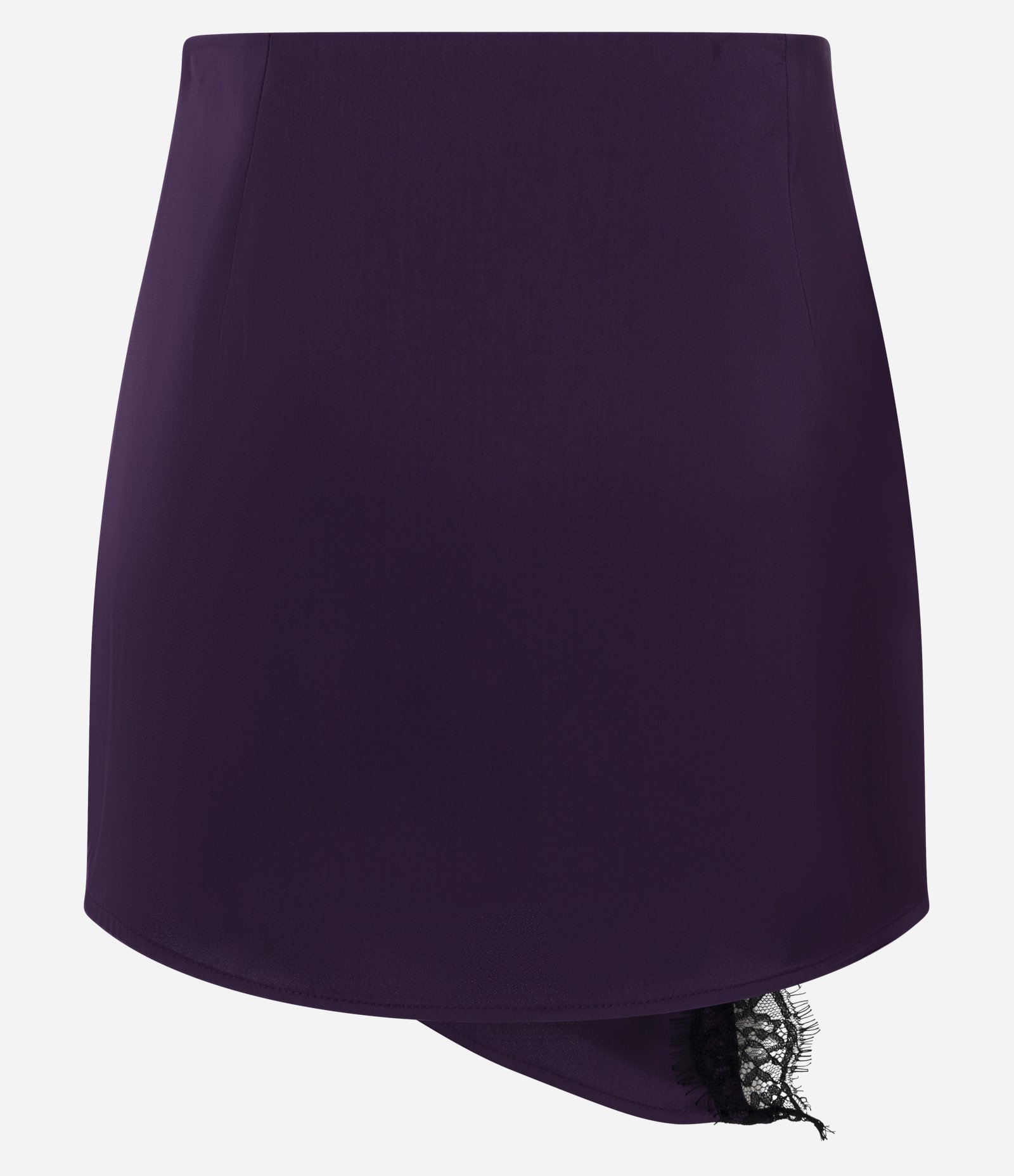 Saia Curta em Cetim com Fenda com Detalhe em Renda Roxo 7