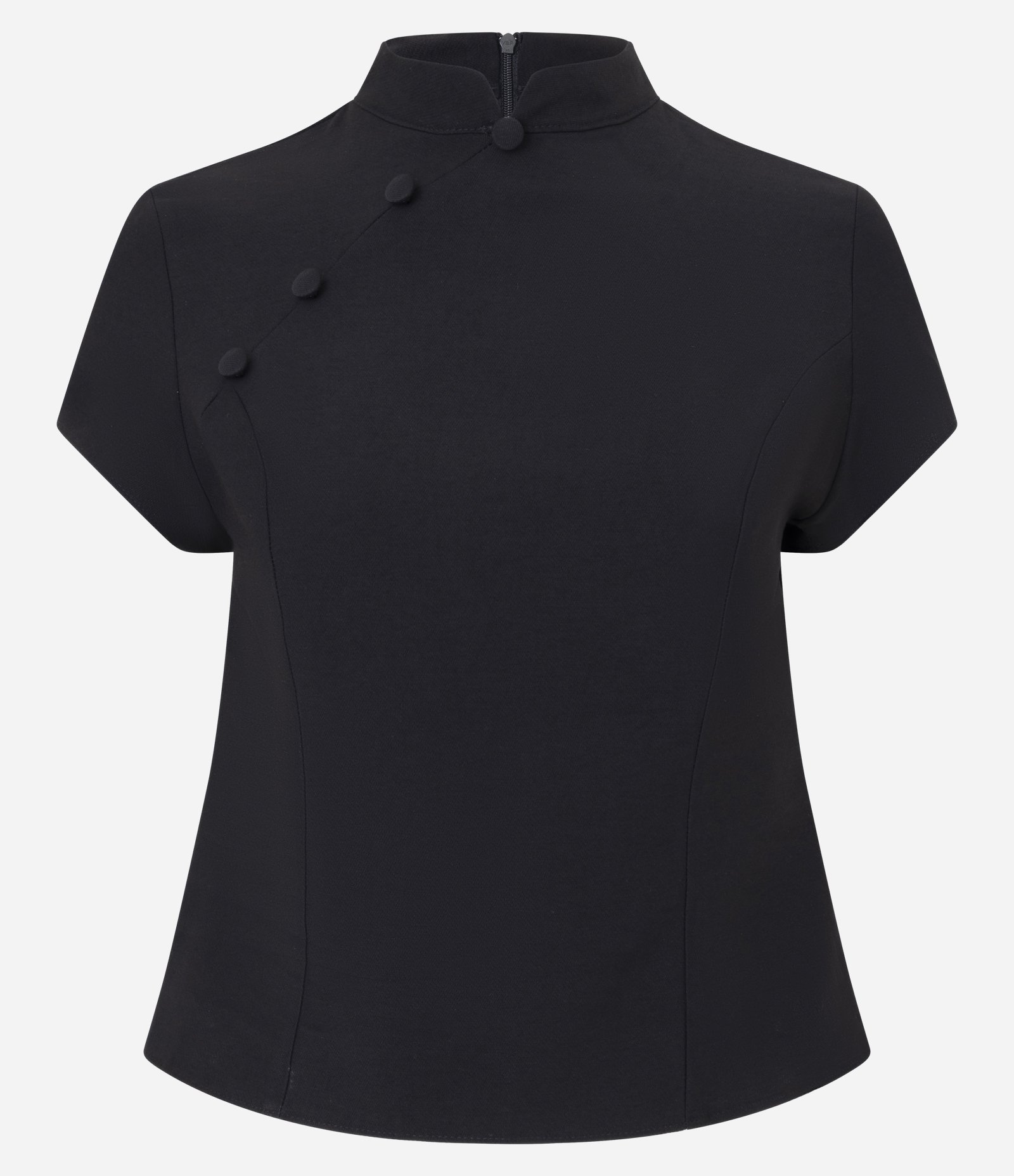 Blusa Acetinada com Gola Mandarim Preto 4