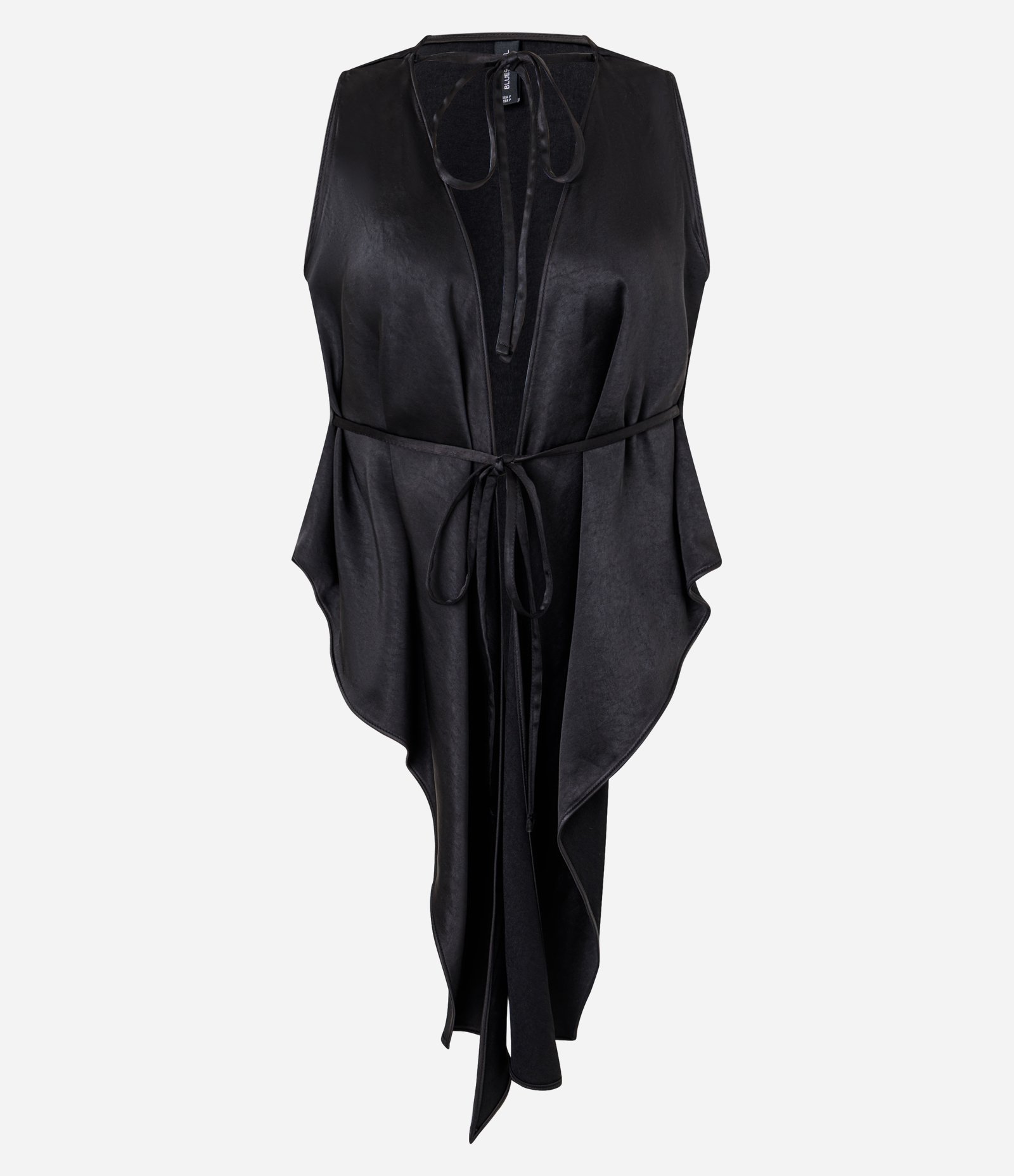 Blusa Acetinada com Decote Halter e Pontas Alongadas Preto 1