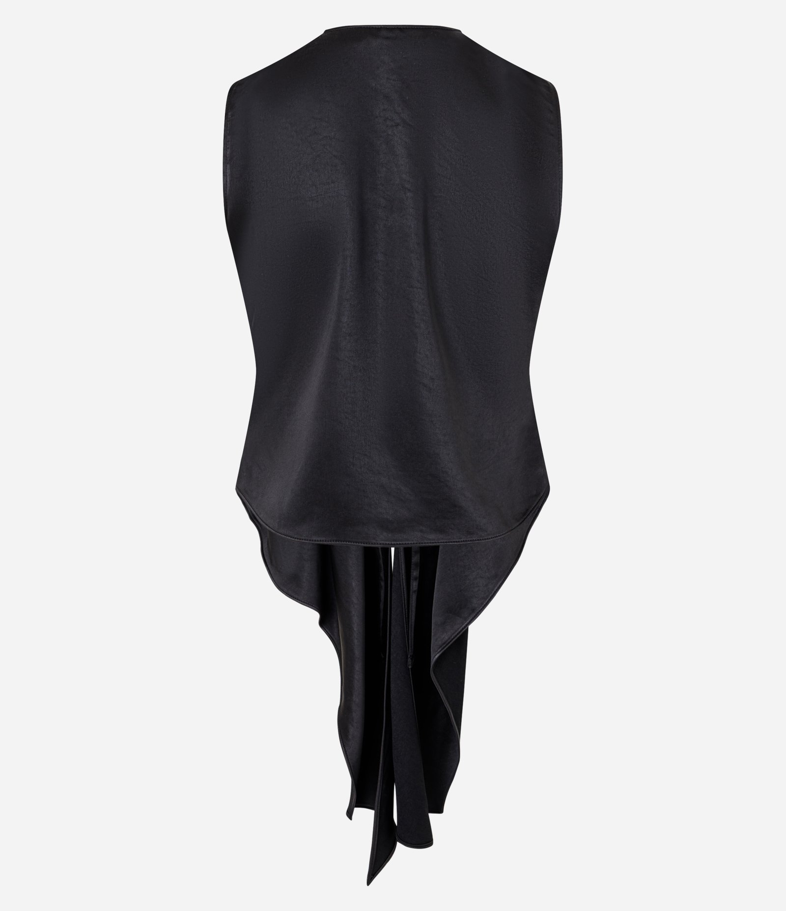Blusa Acetinada com Decote Halter e Pontas Alongadas Preto 2