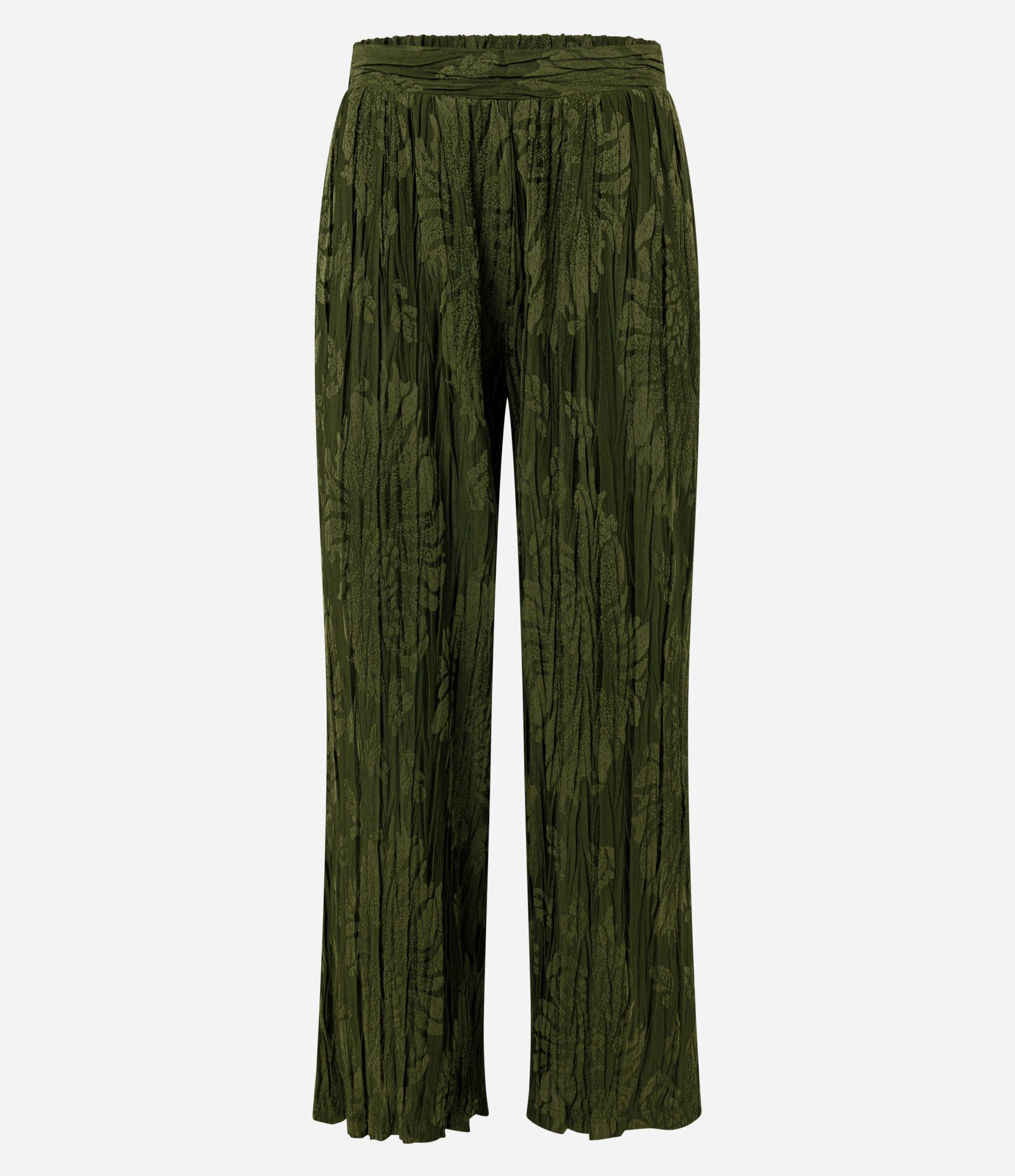 Calça Wide Leg com Textura Plissada Verde 1