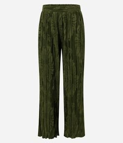 Calça Wide Leg com Textura Plissada