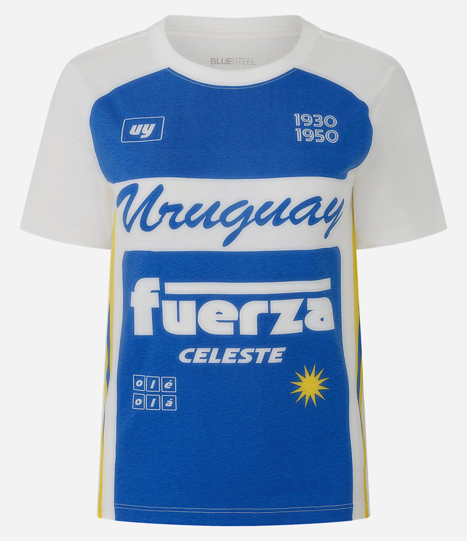 Camiseta em Algodão com Estampa Uruguay Branco 1