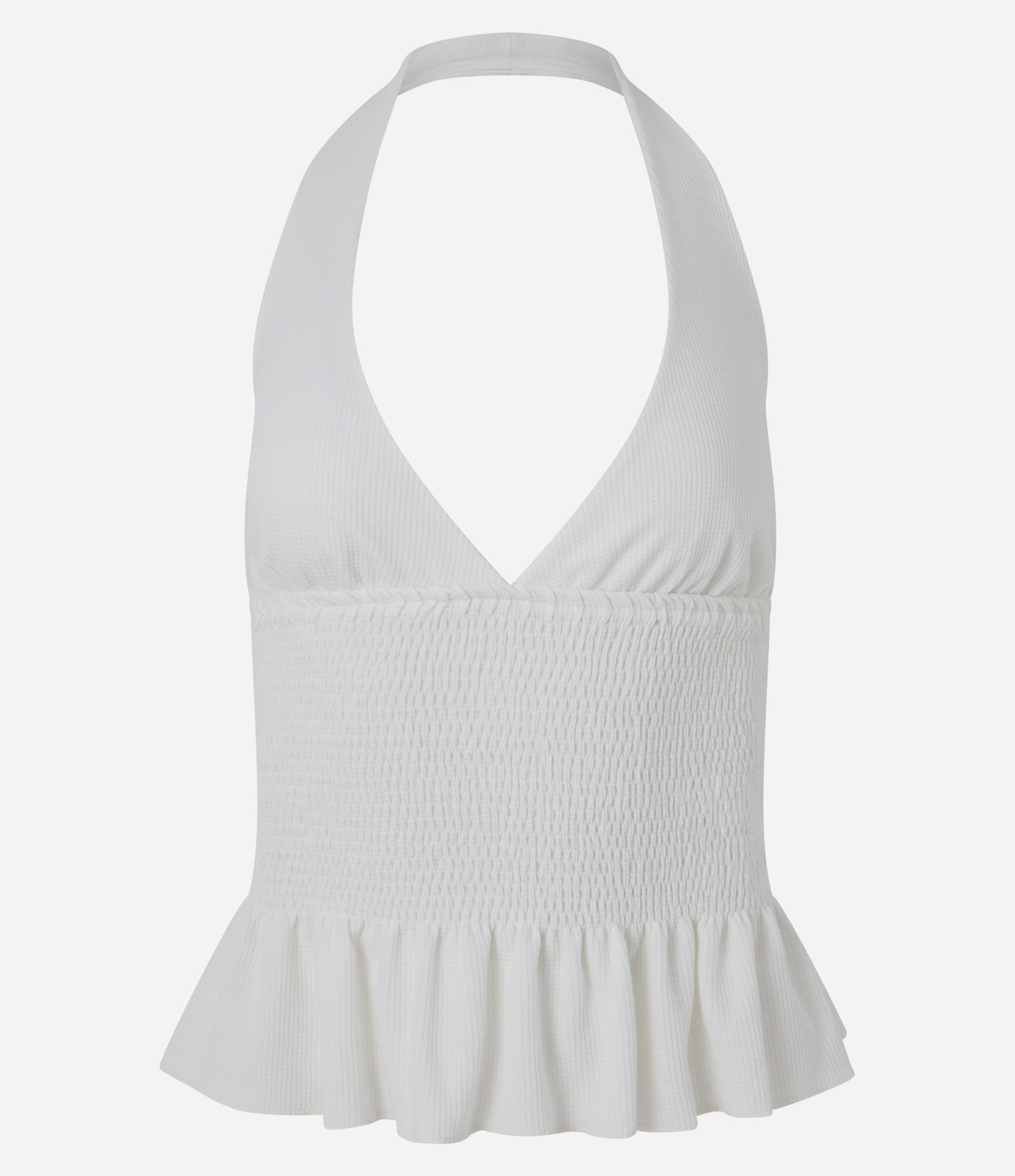 Blusa Frente Única em Waffle com Franzidos Branco 5