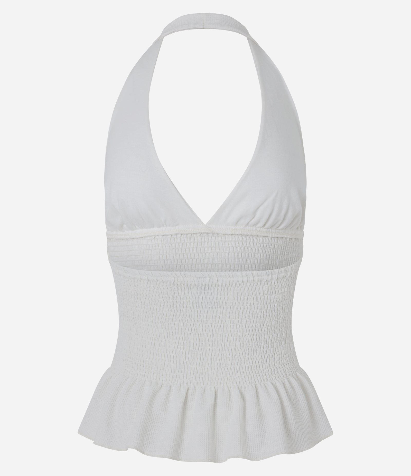 Blusa Frente Única em Waffle com Franzidos Branco 7