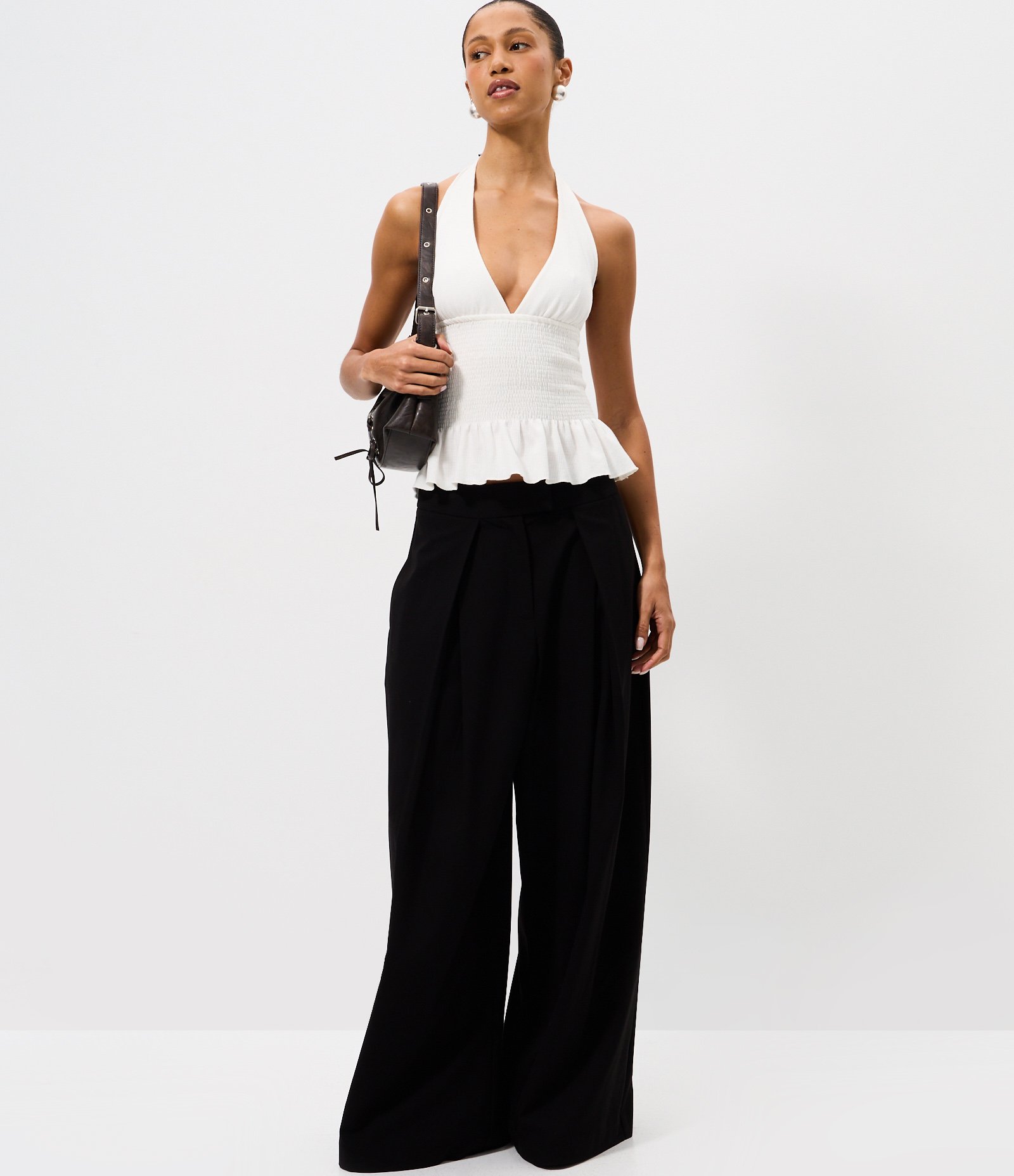 Blusa Frente Única em Waffle com Franzidos Branco 2