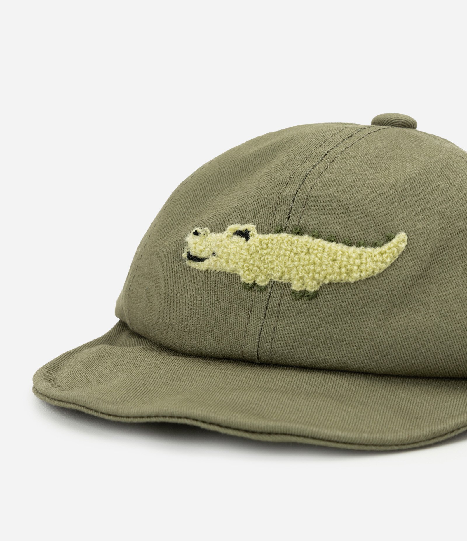 Boné Bebê Em Algodão Bordado de Crocodilo - Tam Único Verde 4