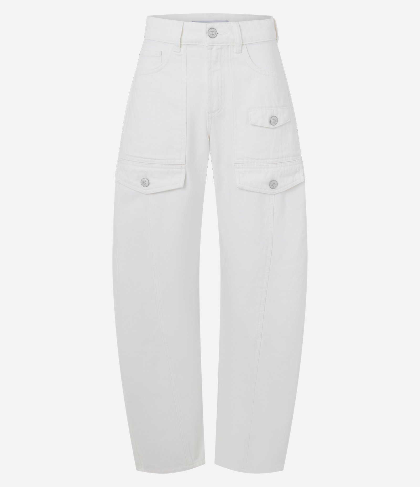 Calça Barrel em Jeans com Cintura Baixa Branco 5
