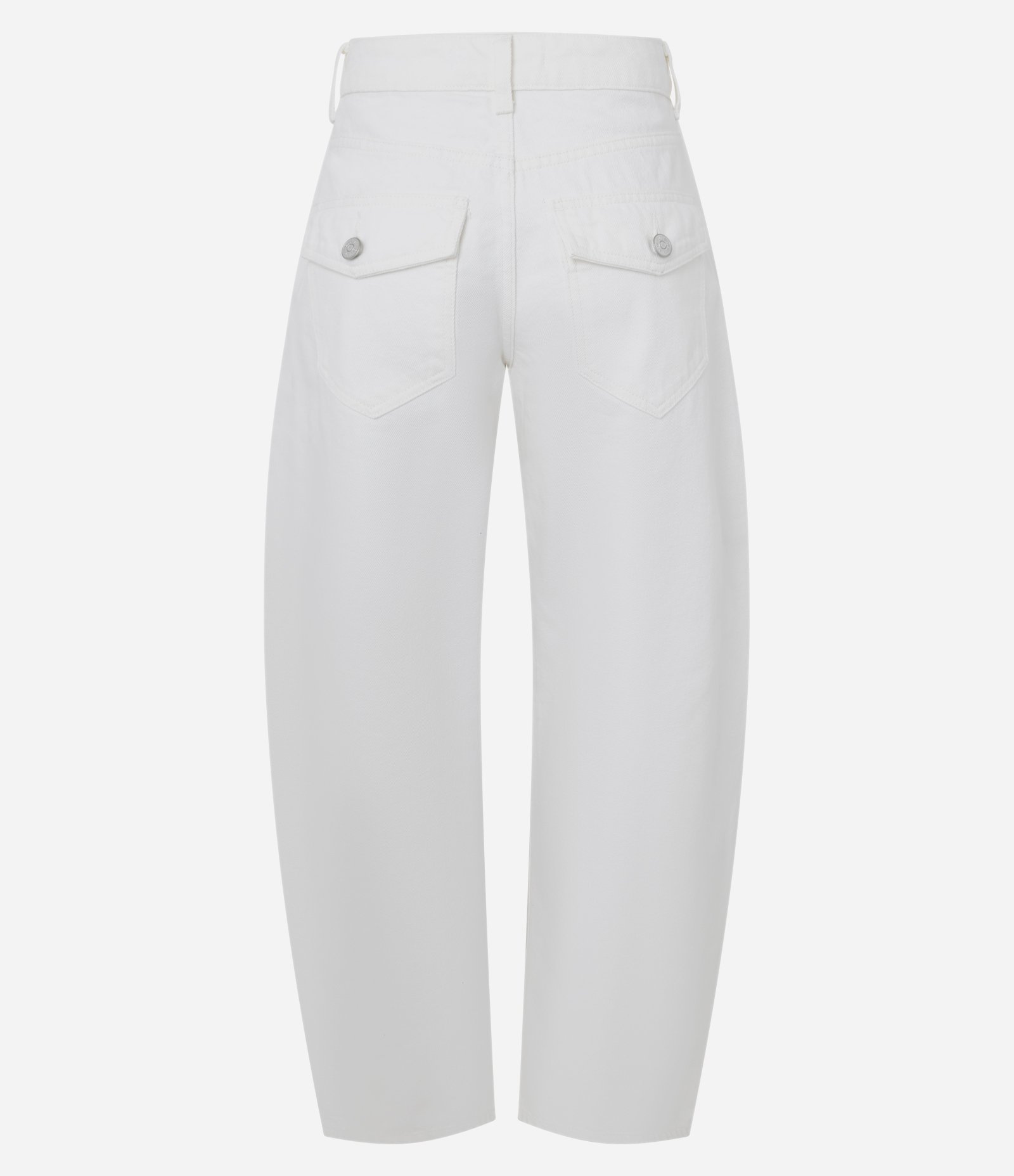 Calça Barrel em Jeans com Cintura Baixa Branco 6