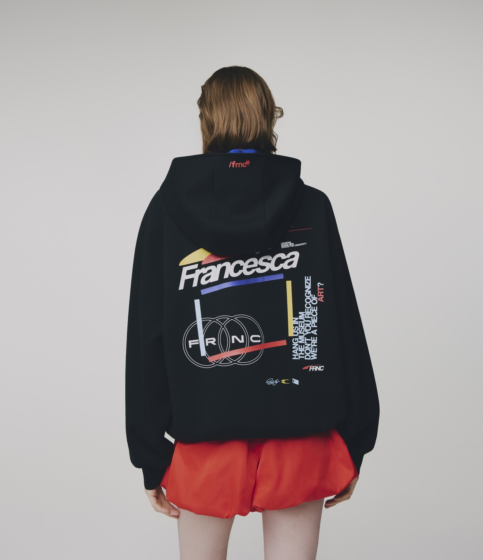 Casaco Oversized em Moletom sem Felpa com Capuz e Estampa Francesca Preto 5