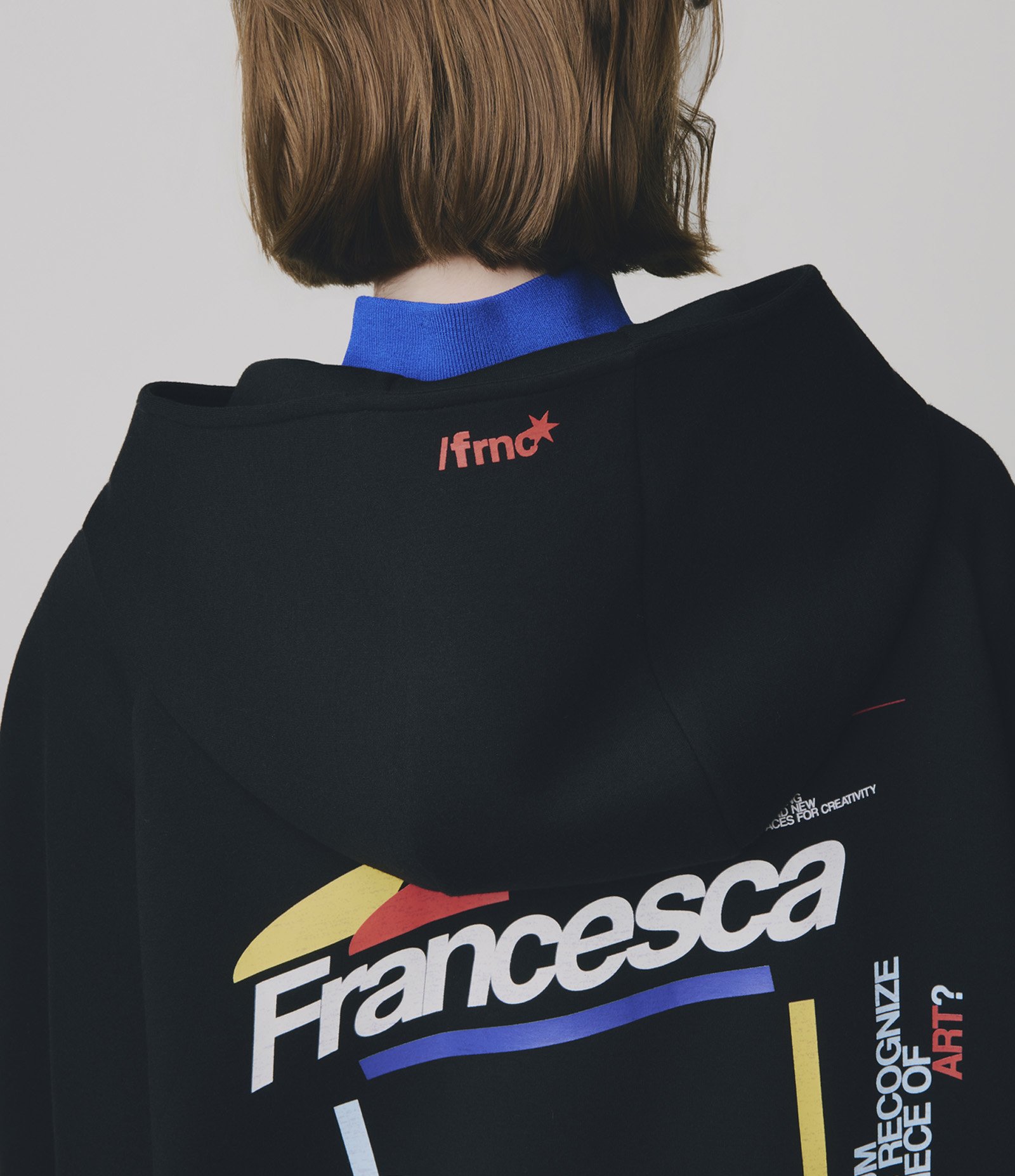 Casaco Oversized em Moletom sem Felpa com Capuz e Estampa Francesca Preto 7