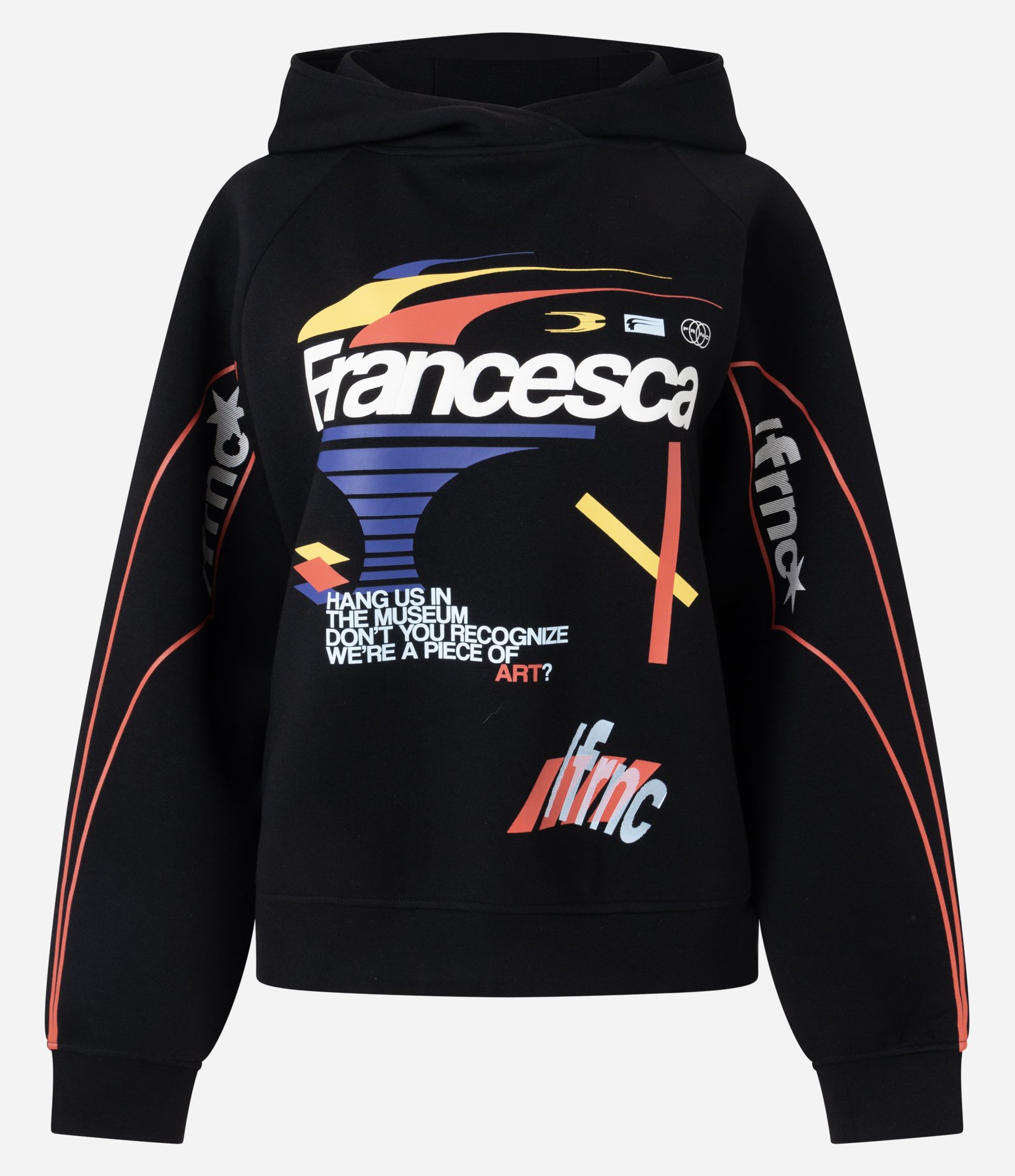 Casaco Oversized em Moletom sem Felpa com Capuz e Estampa Francesca Preto 8