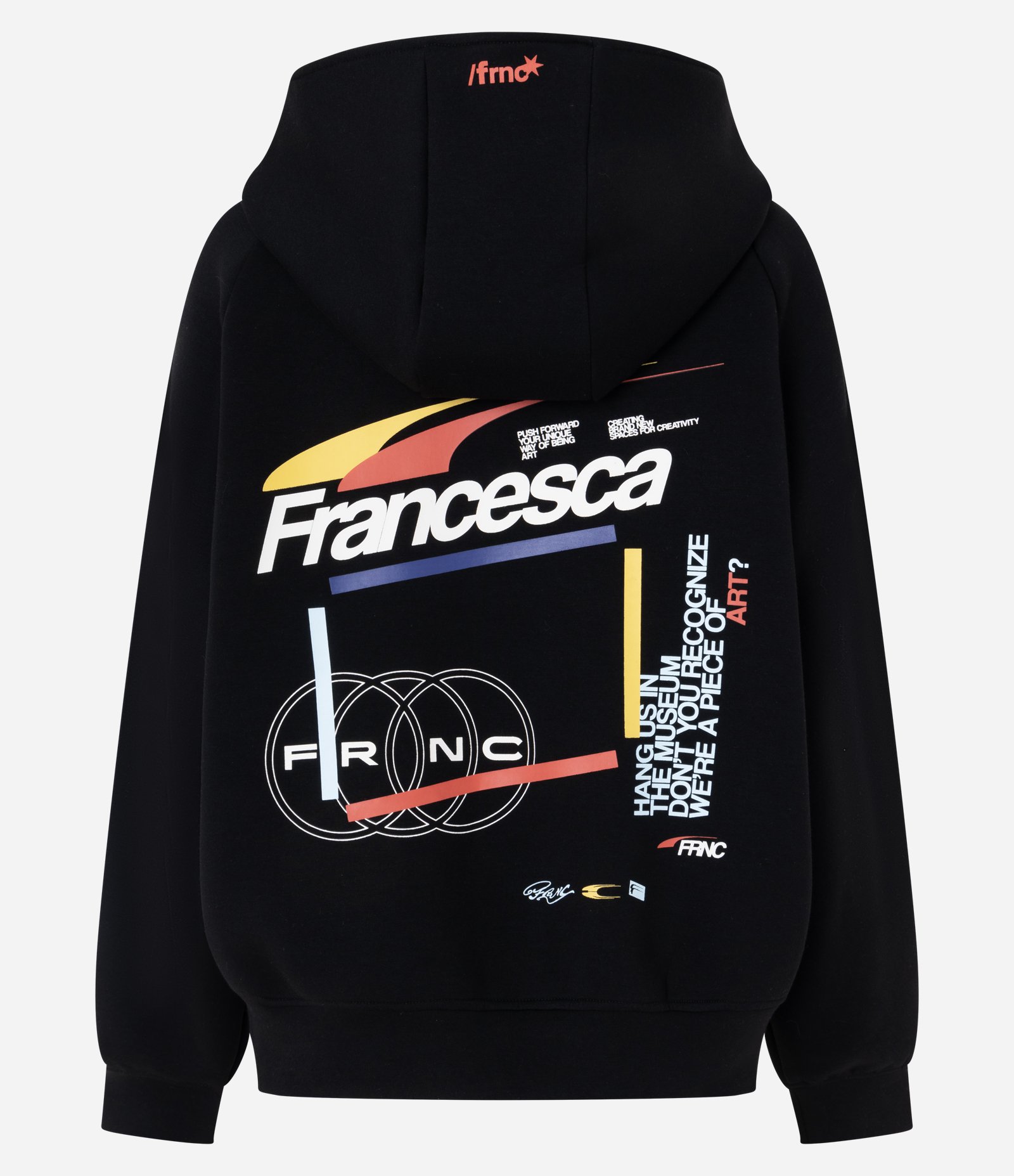 Casaco Oversized em Moletom sem Felpa com Capuz e Estampa Francesca Preto 9