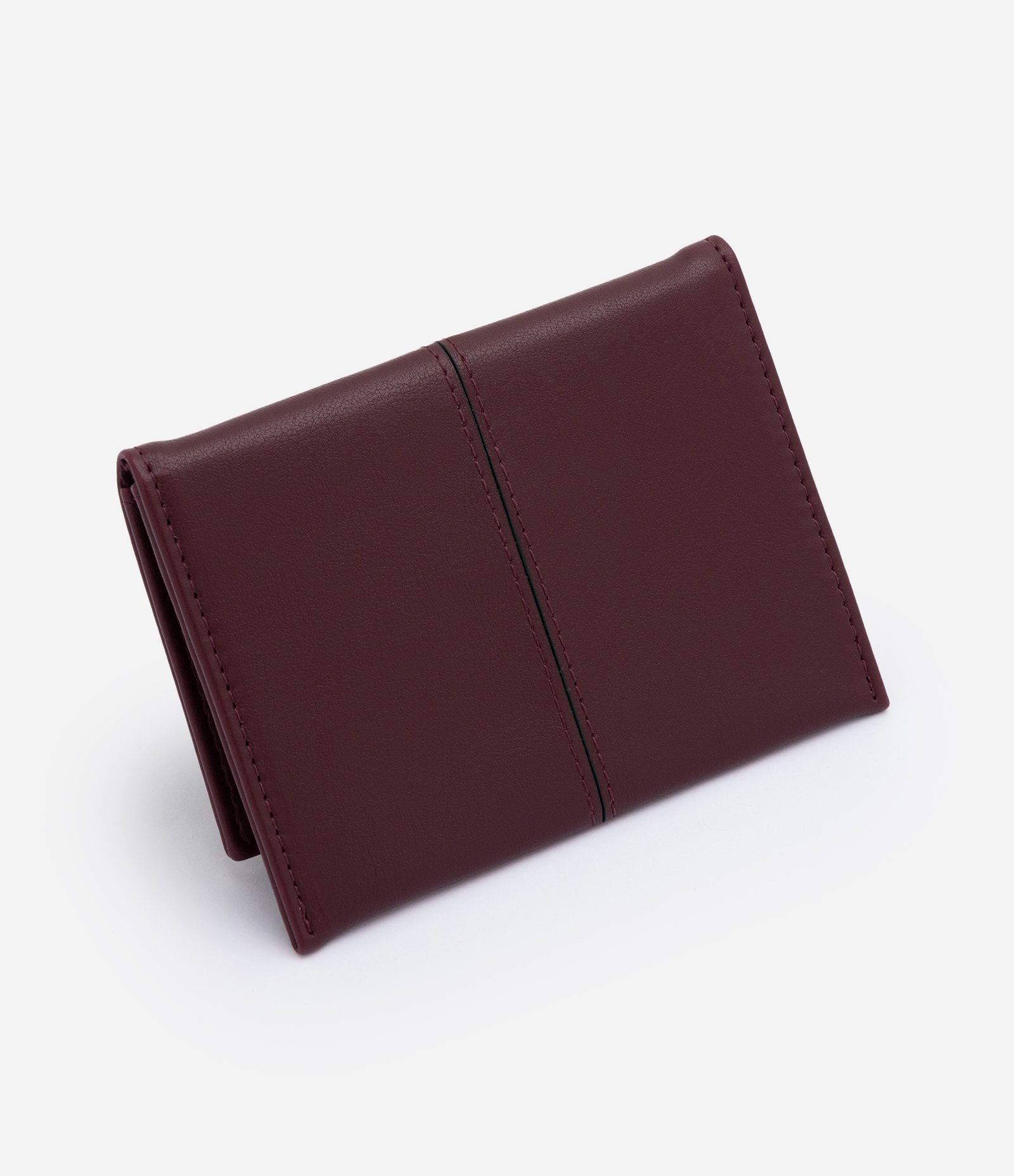 Carteira Envelope Pequena em PU com Pesponto Vinho 3