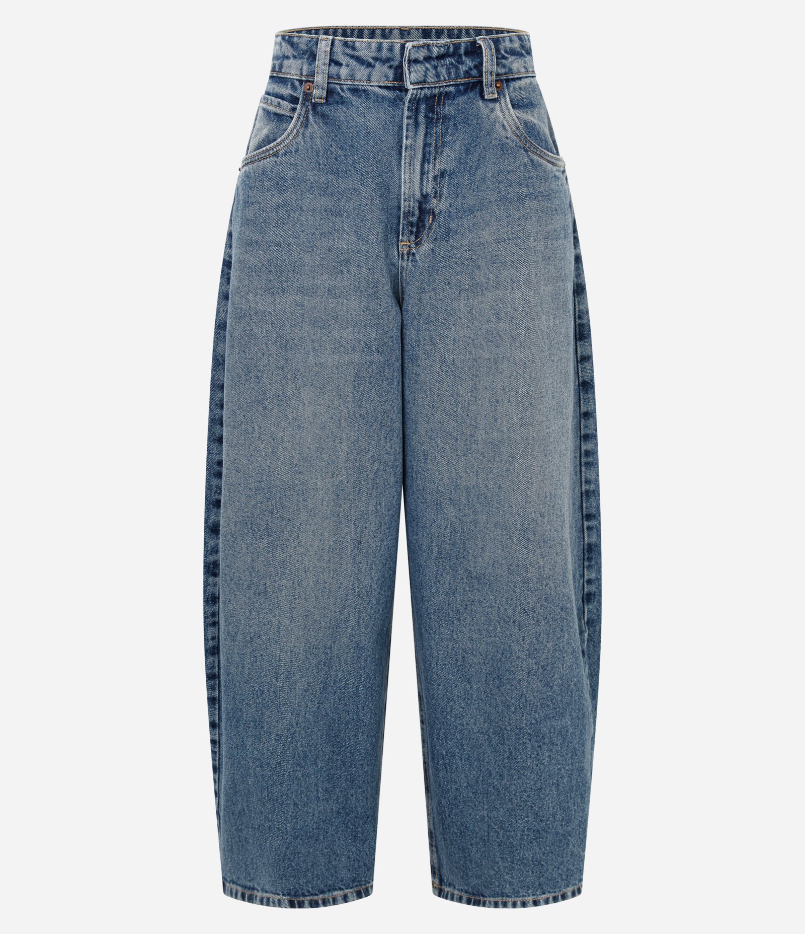 Calça Barrel em Jeans com Cintura Alta Azul 1