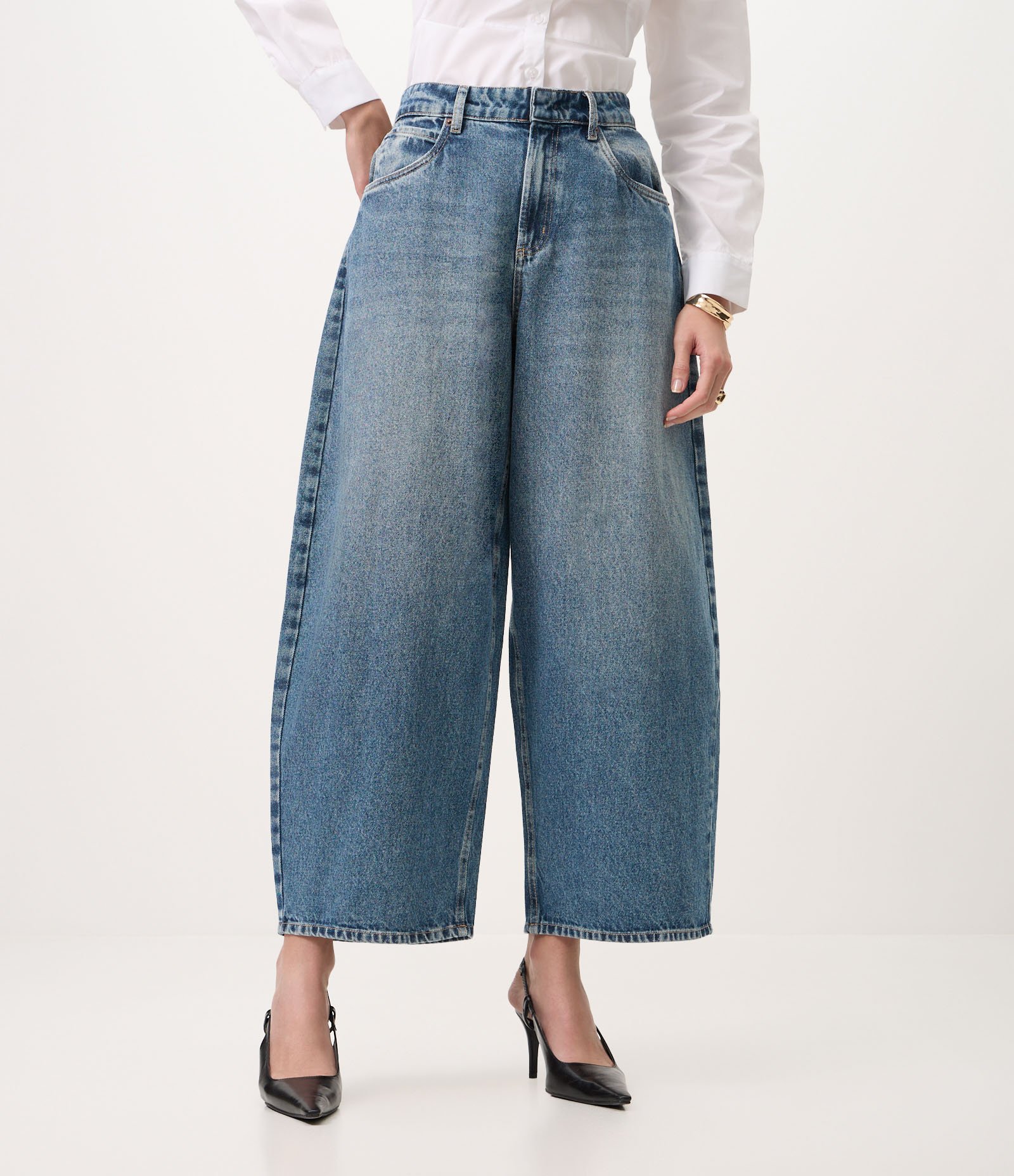 Calça Barrel em Jeans com Cintura Alta Azul 3