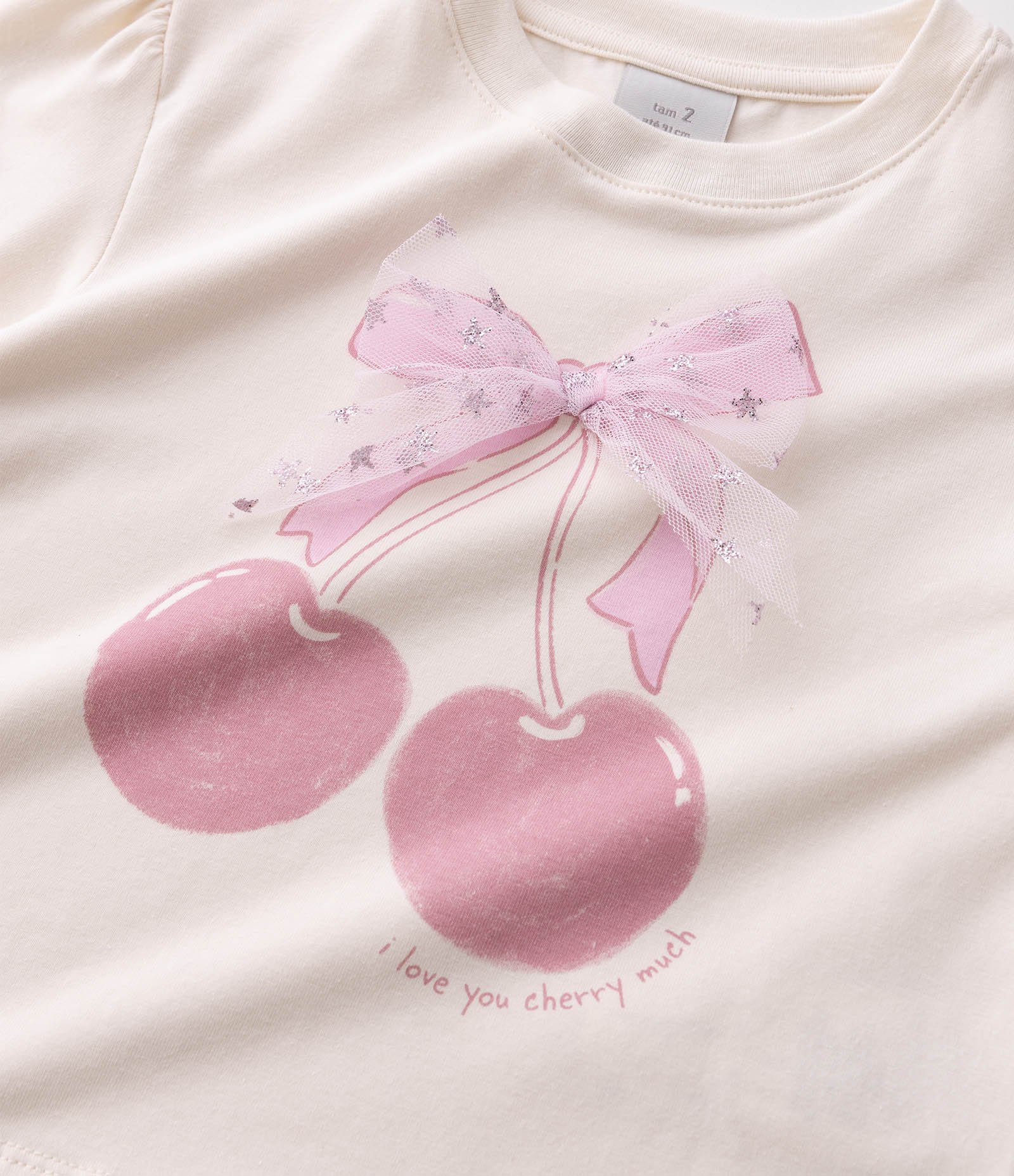 Conjunto Infantil em Algodão com Blusa Estampa de Cereja - Tam 1 a 6 Anos Rosa 4