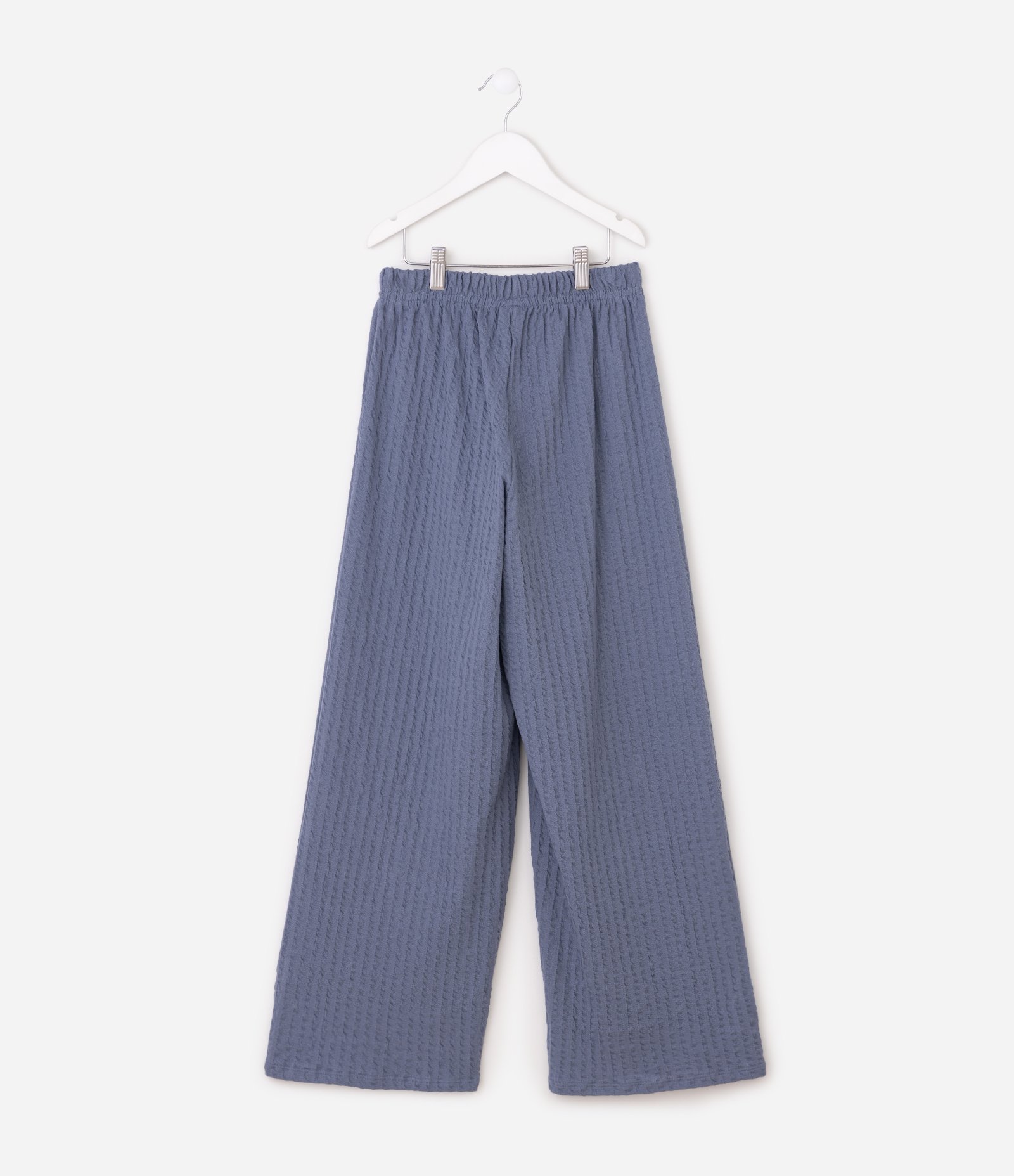 Calça Wide Infantil em Algodão Texturizada - Tam 5 a 16 Anos Cinza 4