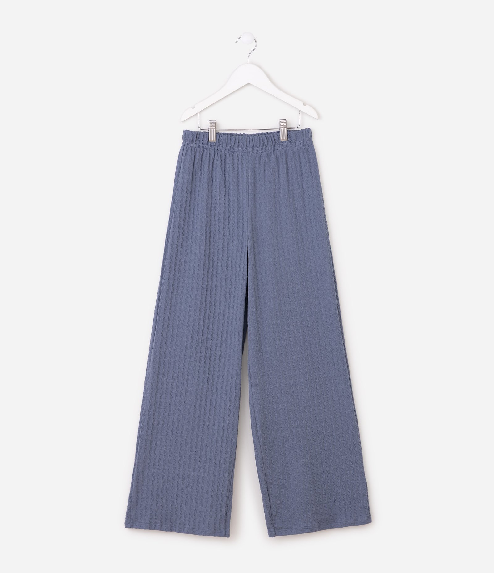 Calça Wide Infantil em Algodão Texturizada - Tam 5 a 16 Anos Cinza 7