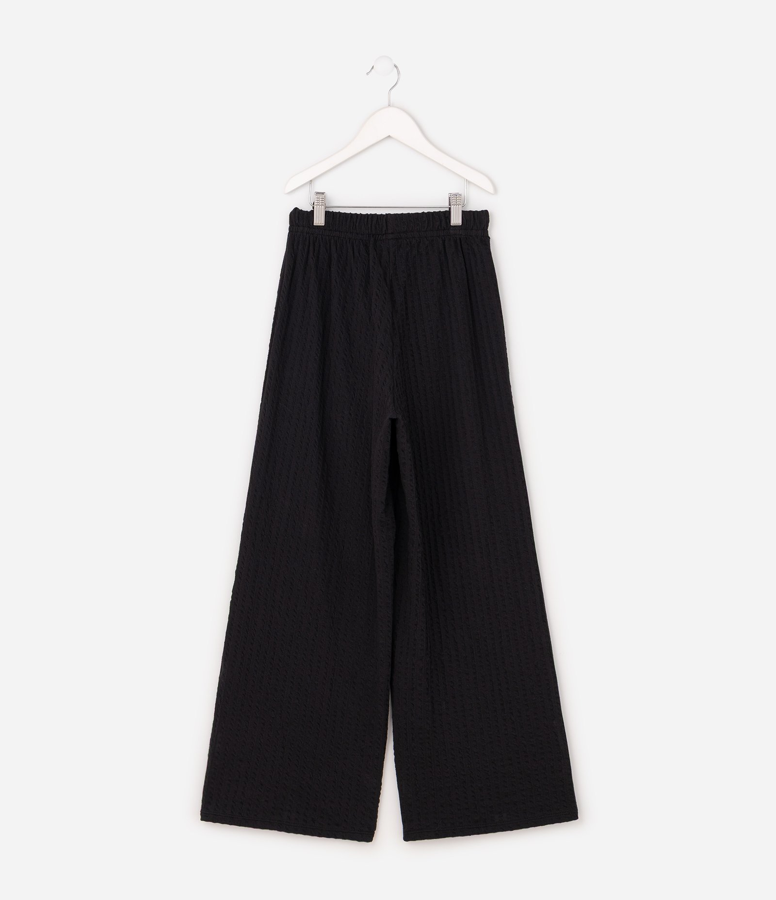 Calça Wide Infantil em Algodão Texturizada - Tam 5 a 16 Anos Preto 3