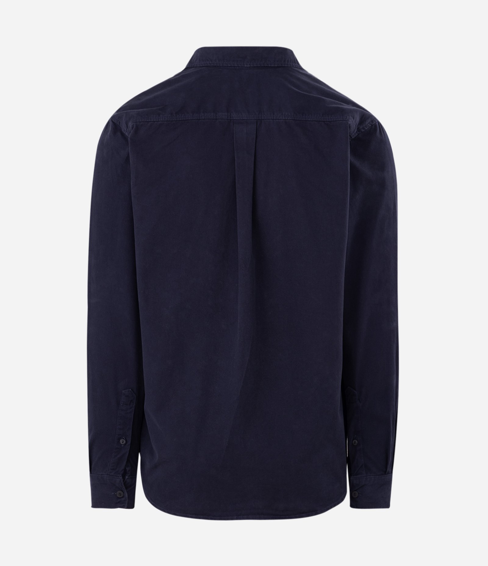 Camisa Comfort em Sarja com Bolsos de Lapela Azul Escuro 3