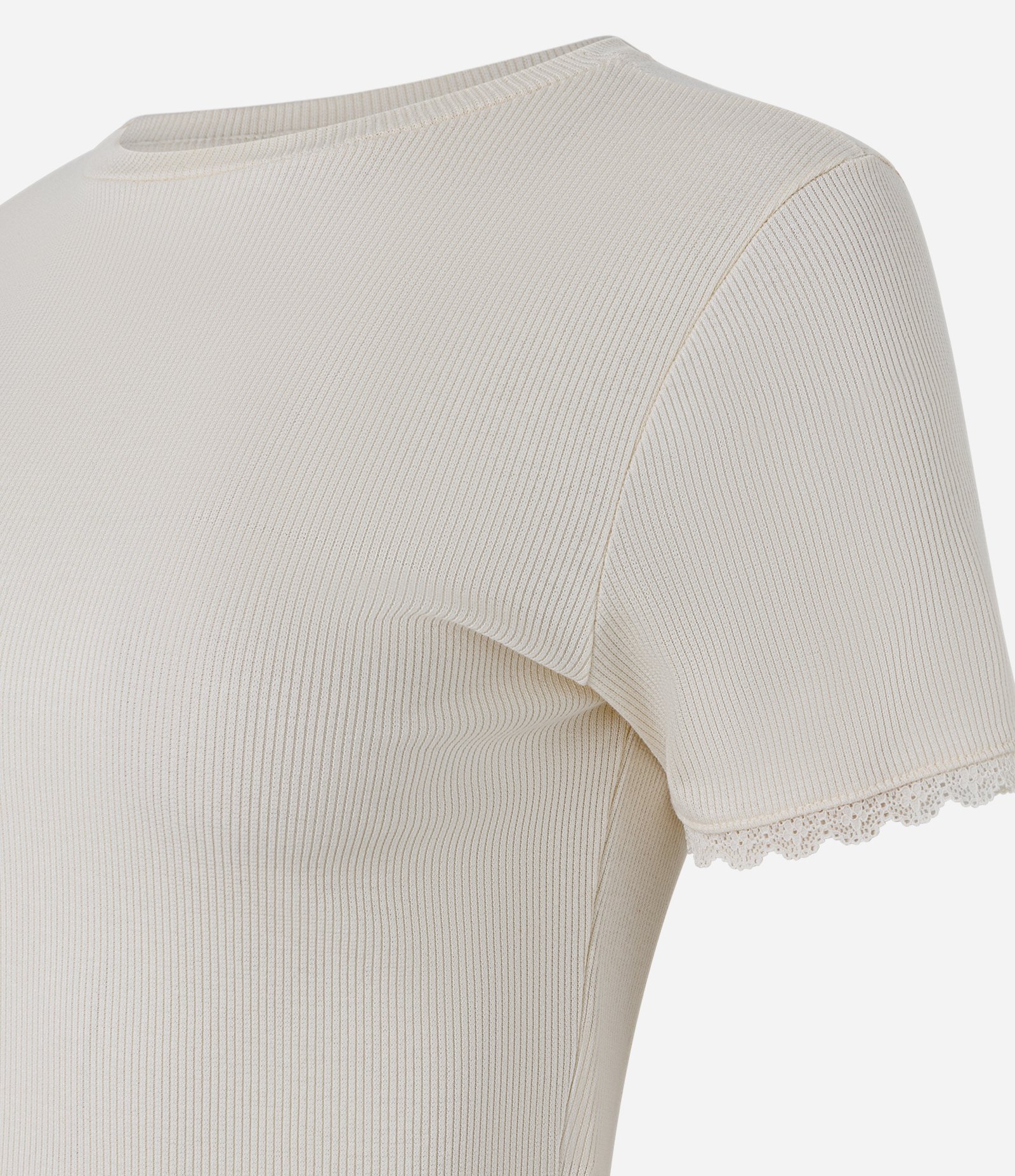 Blusa em Ribana com Renda na Manga Off White 2