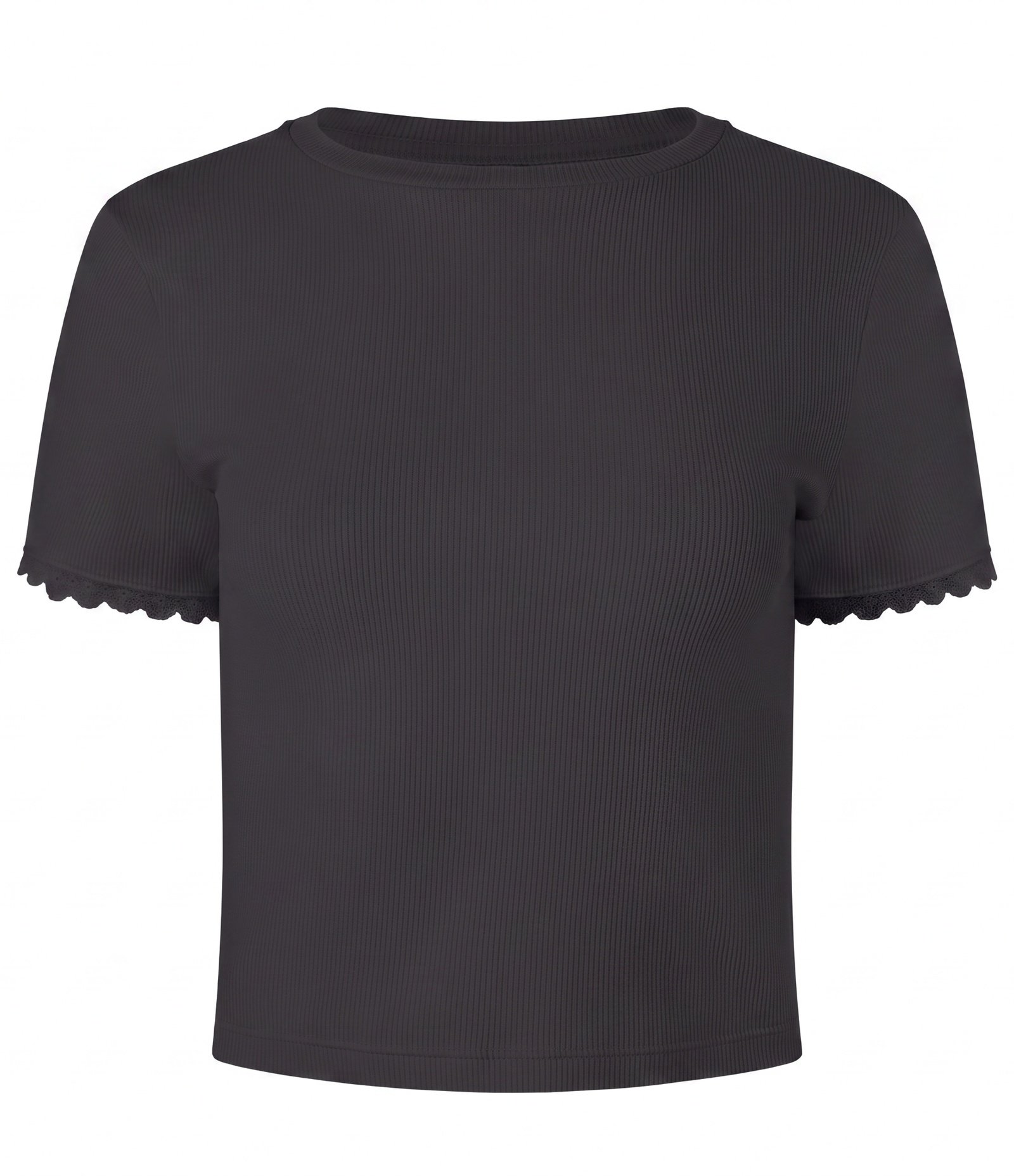Blusa em Ribana com Renda na Manga Preto 3