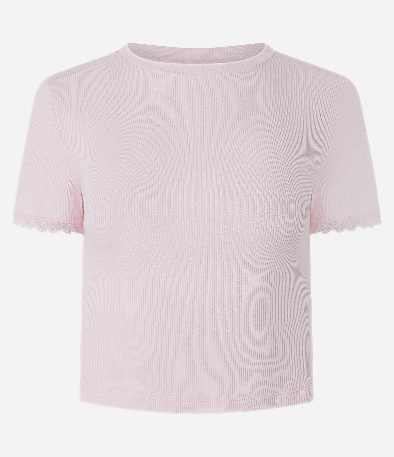 Blusa em Ribana com Renda na Manga Rosa 5