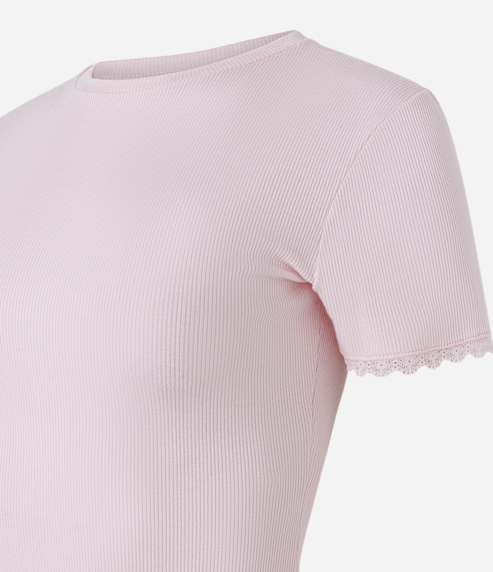 Blusa em Ribana com Renda na Manga Rosa 6